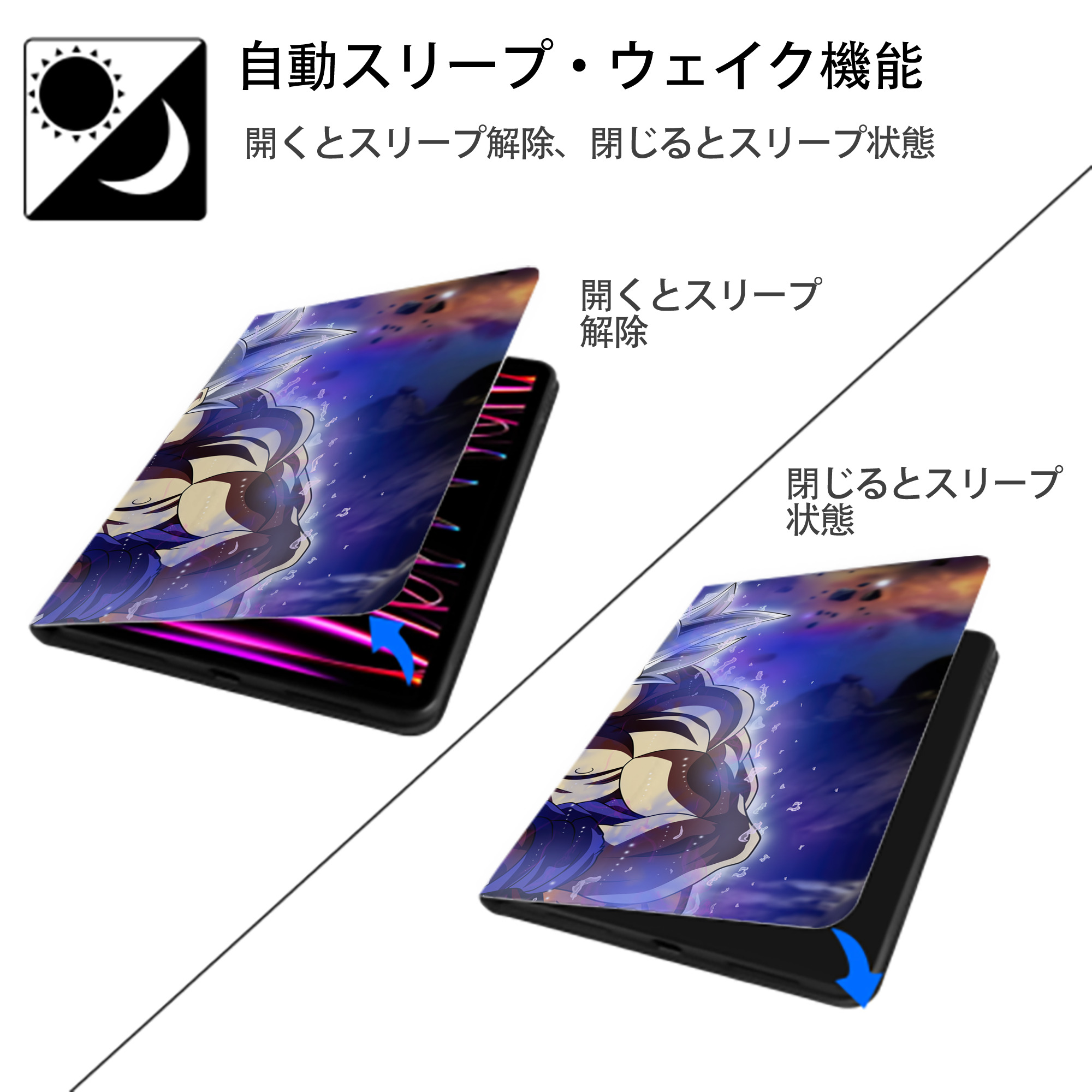 ドラゴンボール DRAGON BALL IPad ケース ブック型 PUレザー TPU 耐衝撃 軽量 薄型 ペン収納なし 全面保護 IPad 各モデル対応