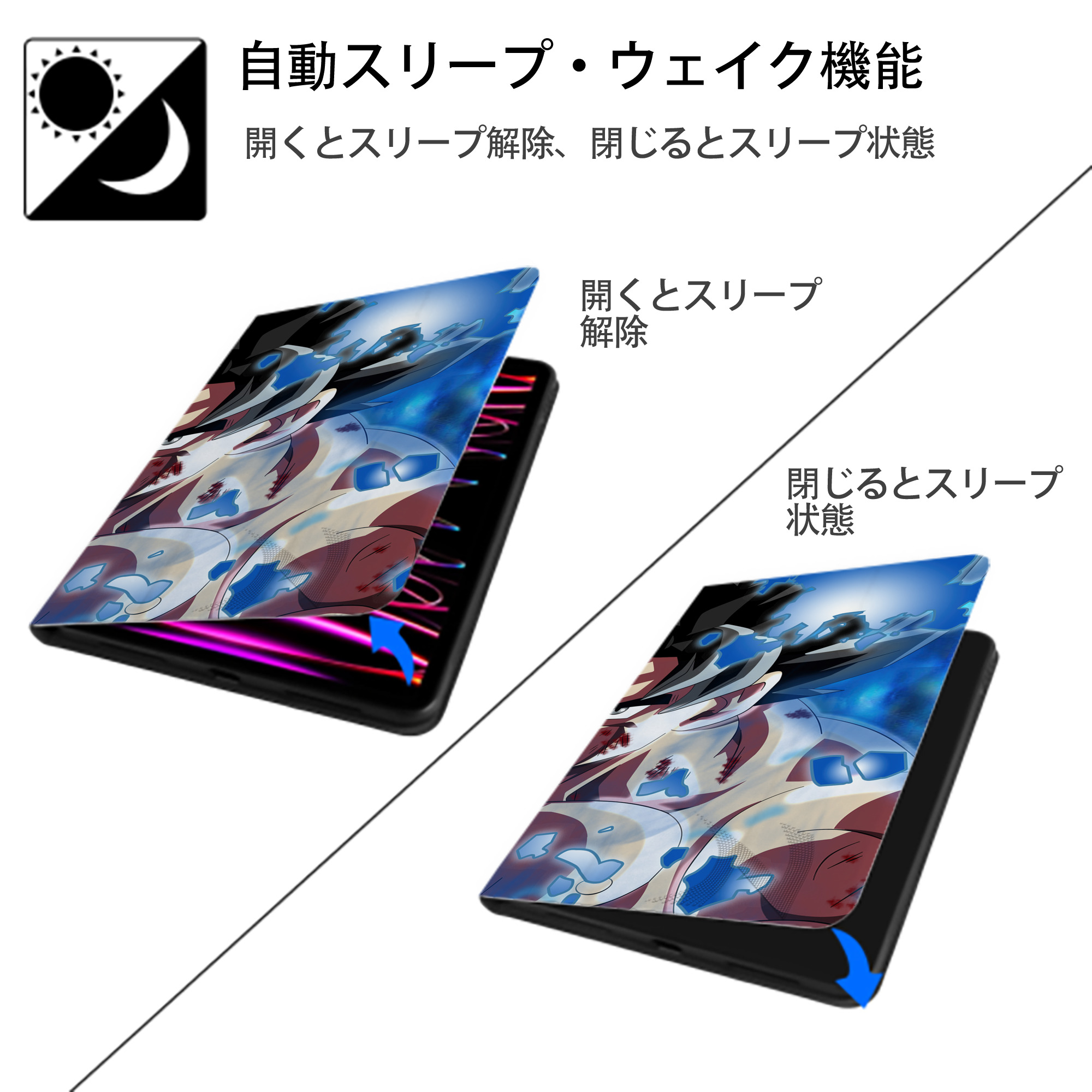 ドラゴンボール DRAGON BALL IPad ケース ブック型 PUレザー TPU 耐衝撃 軽量 薄型 ペン収納なし 全面保護 IPad 各モデル対応