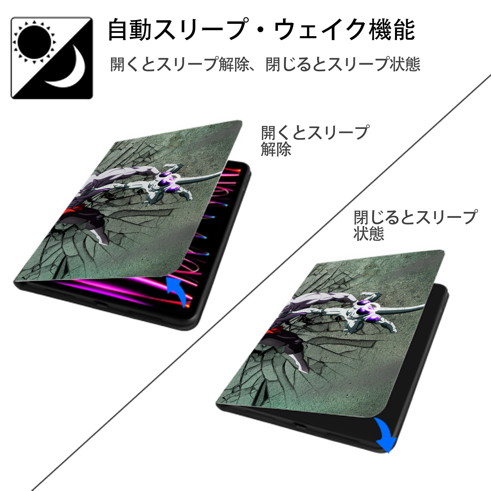 ドラゴンボール DRAGON BALL IPad ケース ブック型 PUレザー TPU 耐衝撃 軽量 薄型 ペン収納なし 全面保護 IPad 各モデル対応