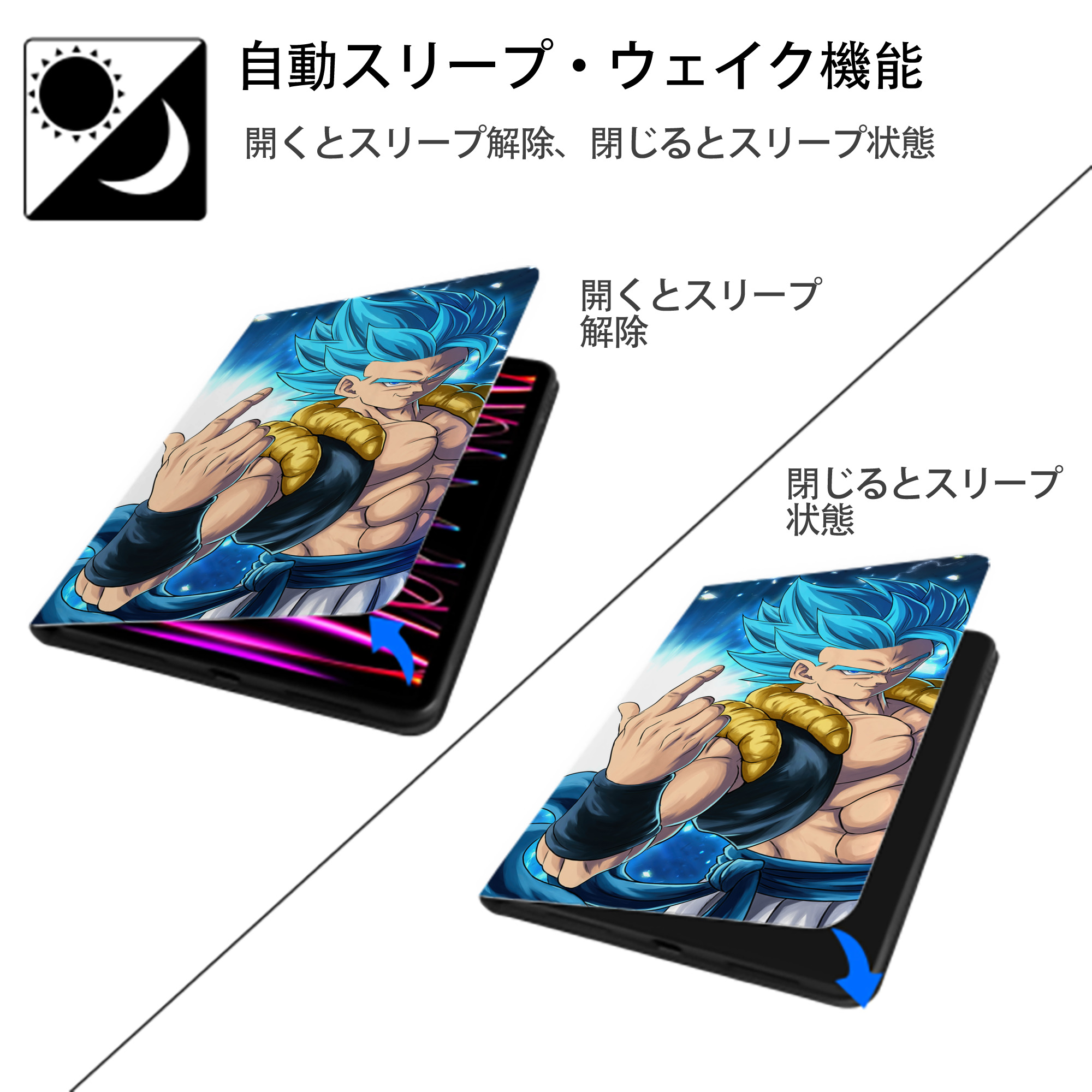 ドラゴンボール DRAGON BALL IPad ケース ブック型 PUレザー TPU 耐衝撃 軽量 薄型 ペン収納なし 全面保護 IPad 各モデル対応