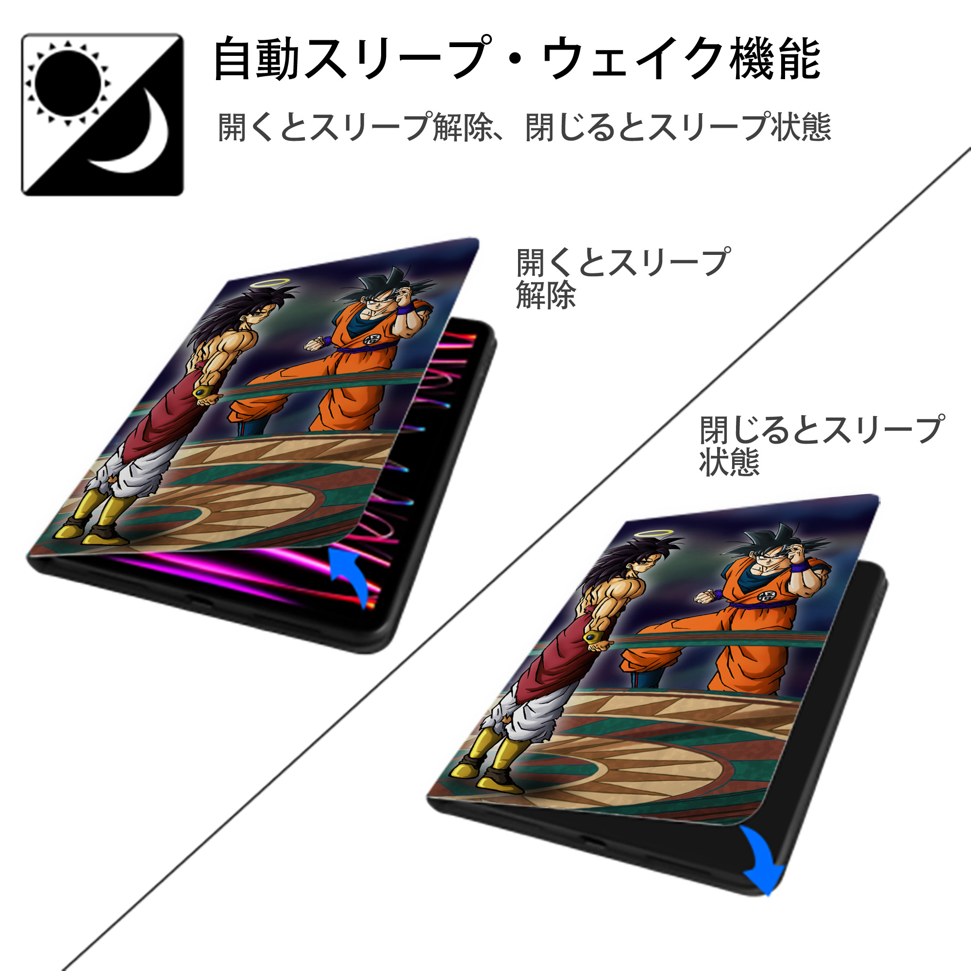 ドラゴンボール DRAGON BALL IPad ケース ブック型 PUレザー TPU 耐衝撃 軽量 薄型 ペン収納なし 全面保護 IPad 各モデル対応