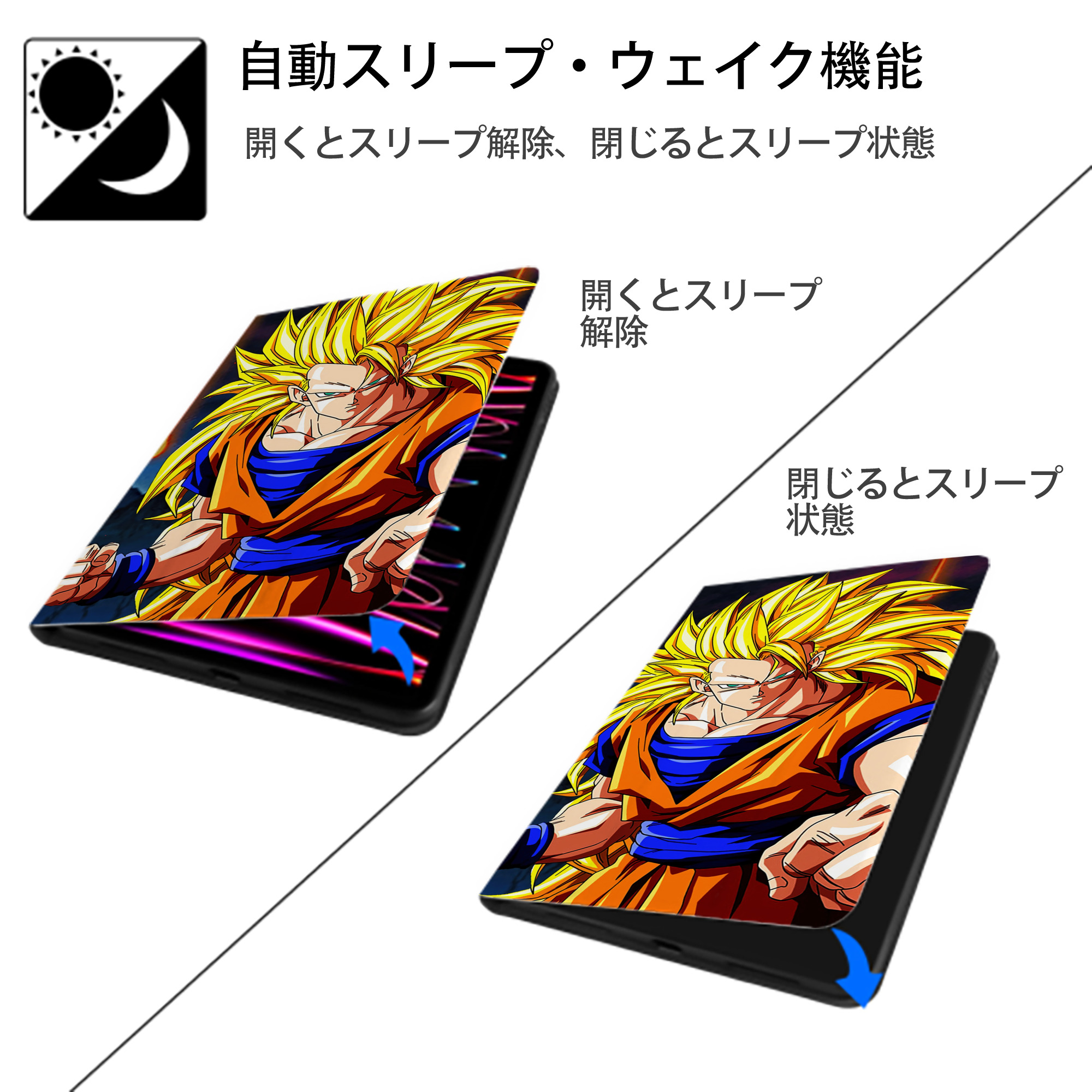 ドラゴンボール DRAGON BALL IPadケース ペンホルダー付き ブックスタイルデザイン