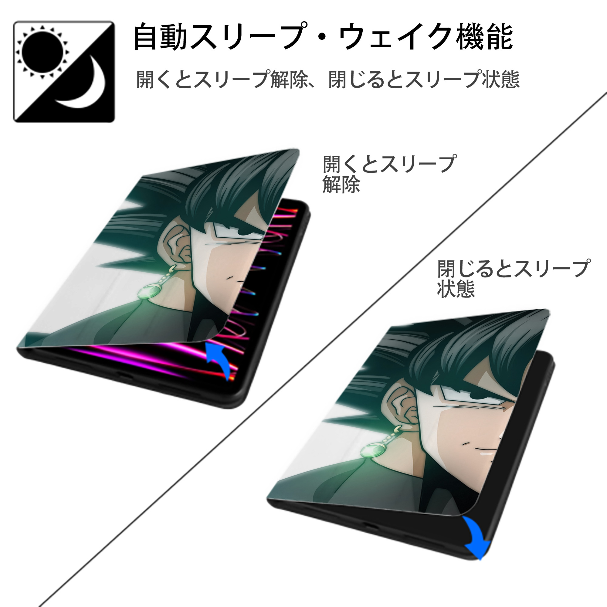 ドラゴンボール DRAGON BALL IPadケース ペンホルダー付き ブックスタイルデザイン