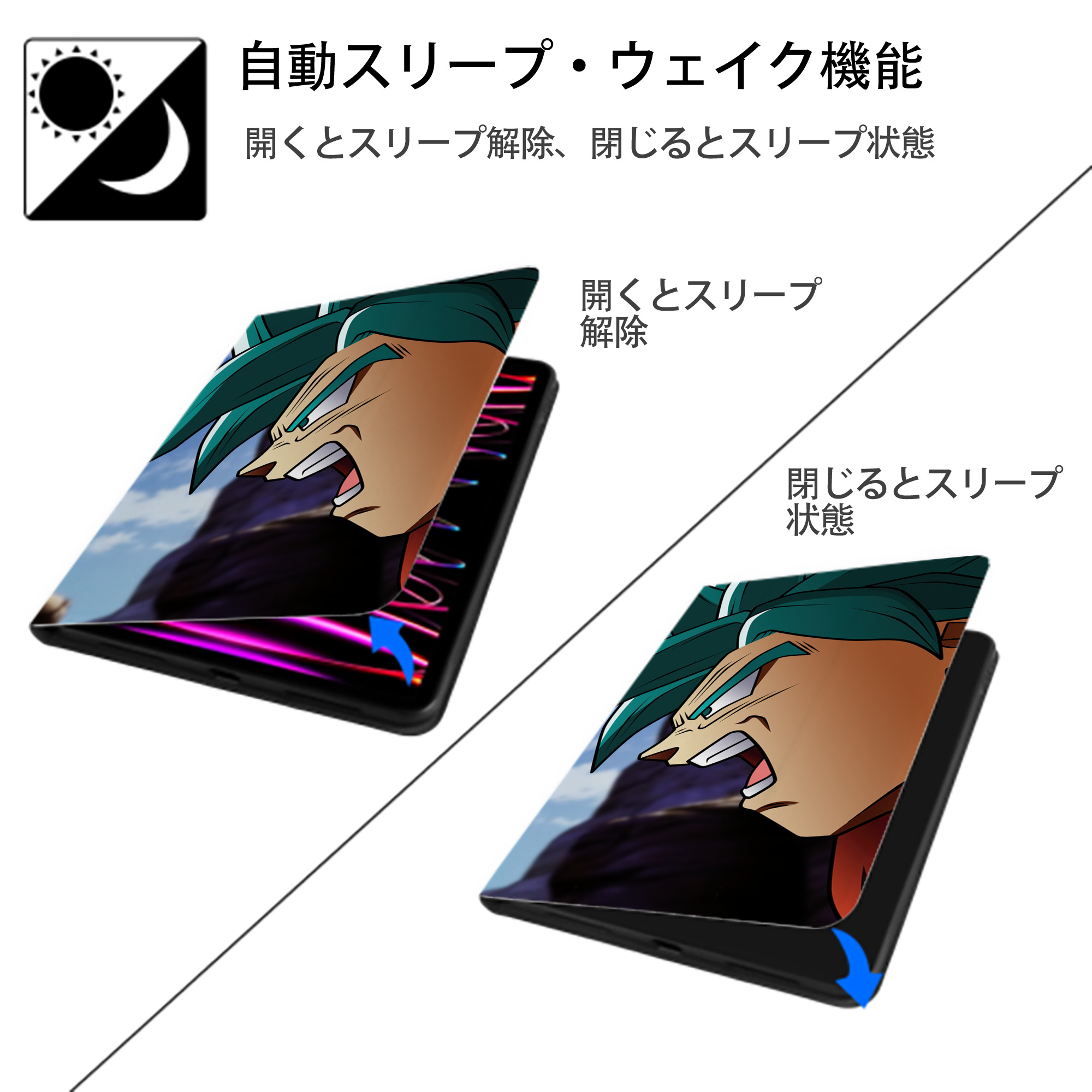 ドラゴンボール DRAGON BALL IPadケース ペンホルダー付き ブックスタイルデザイン
