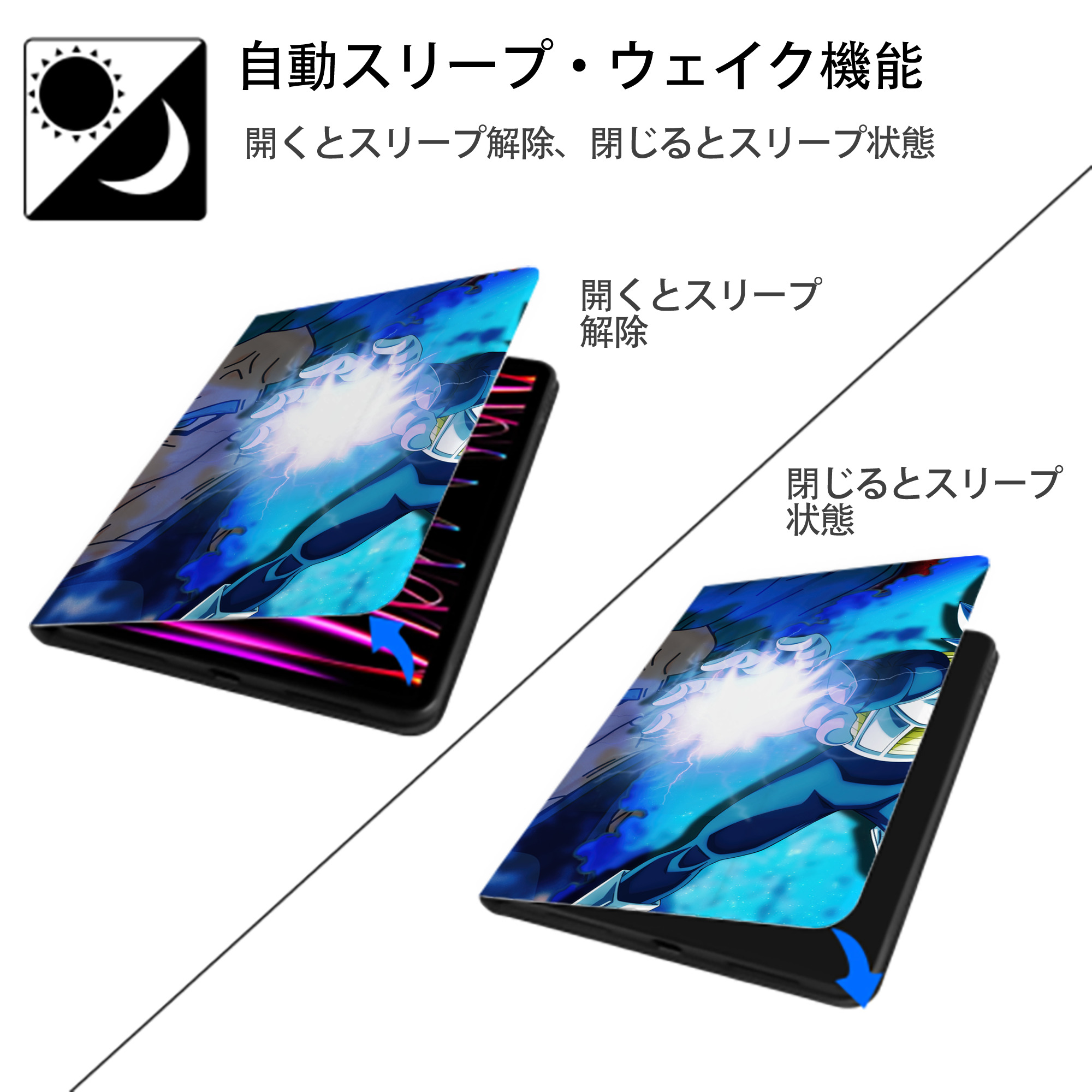 ドラゴンボール DRAGON BALL IPadケース ペンホルダー付き ブックスタイルデザイン