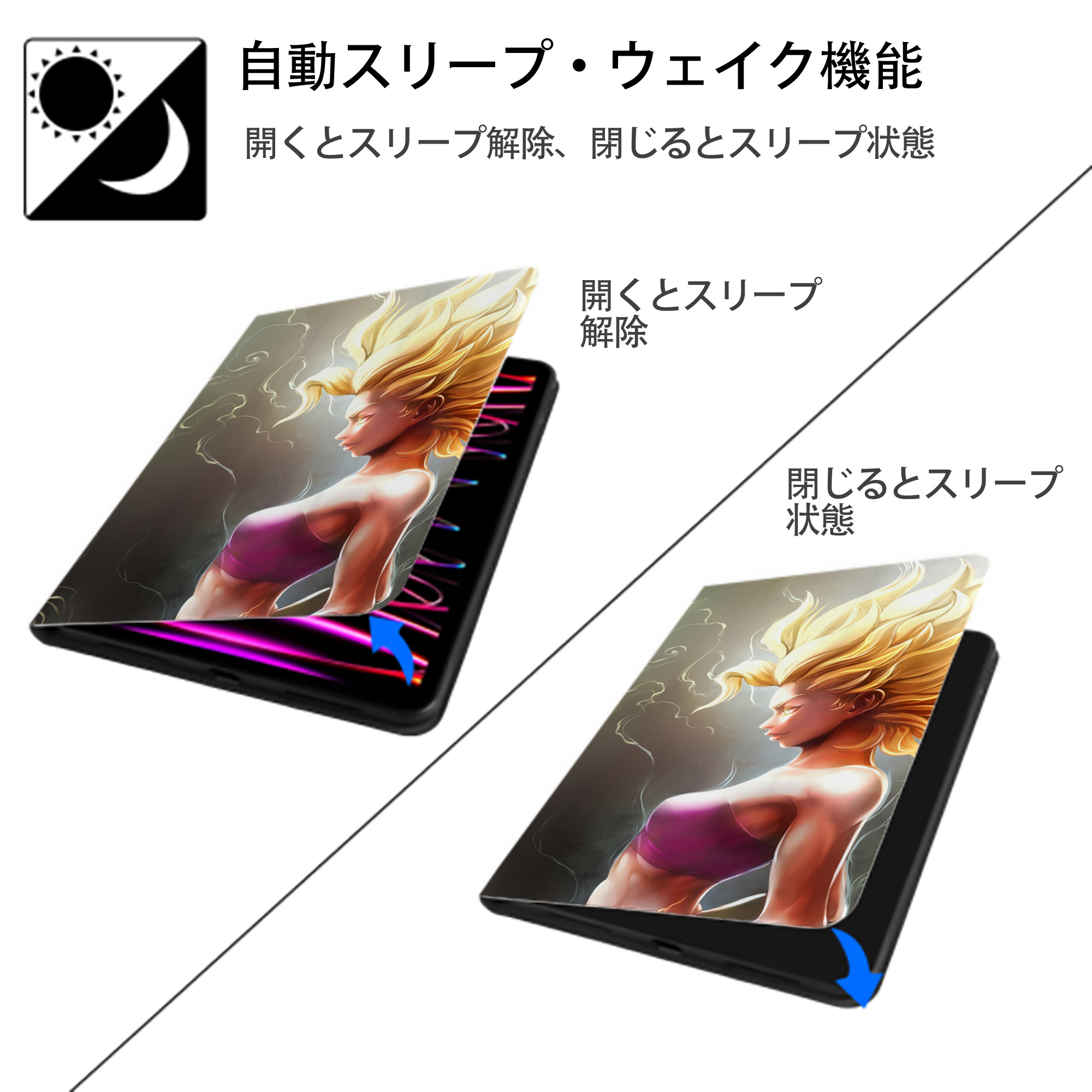 ドラゴンボール DRAGON BALL IPadケース ペンホルダー付き ブックスタイルデザイン