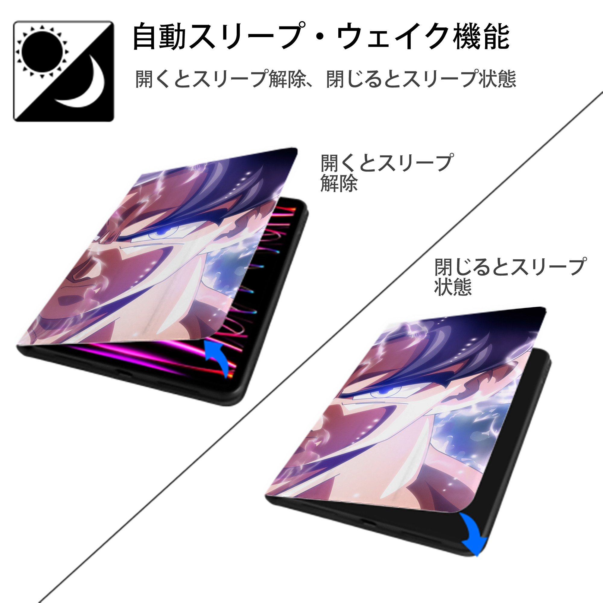 ドラゴンボール DRAGON BALL IPadケース ペンホルダー付き ブックスタイルデザイン