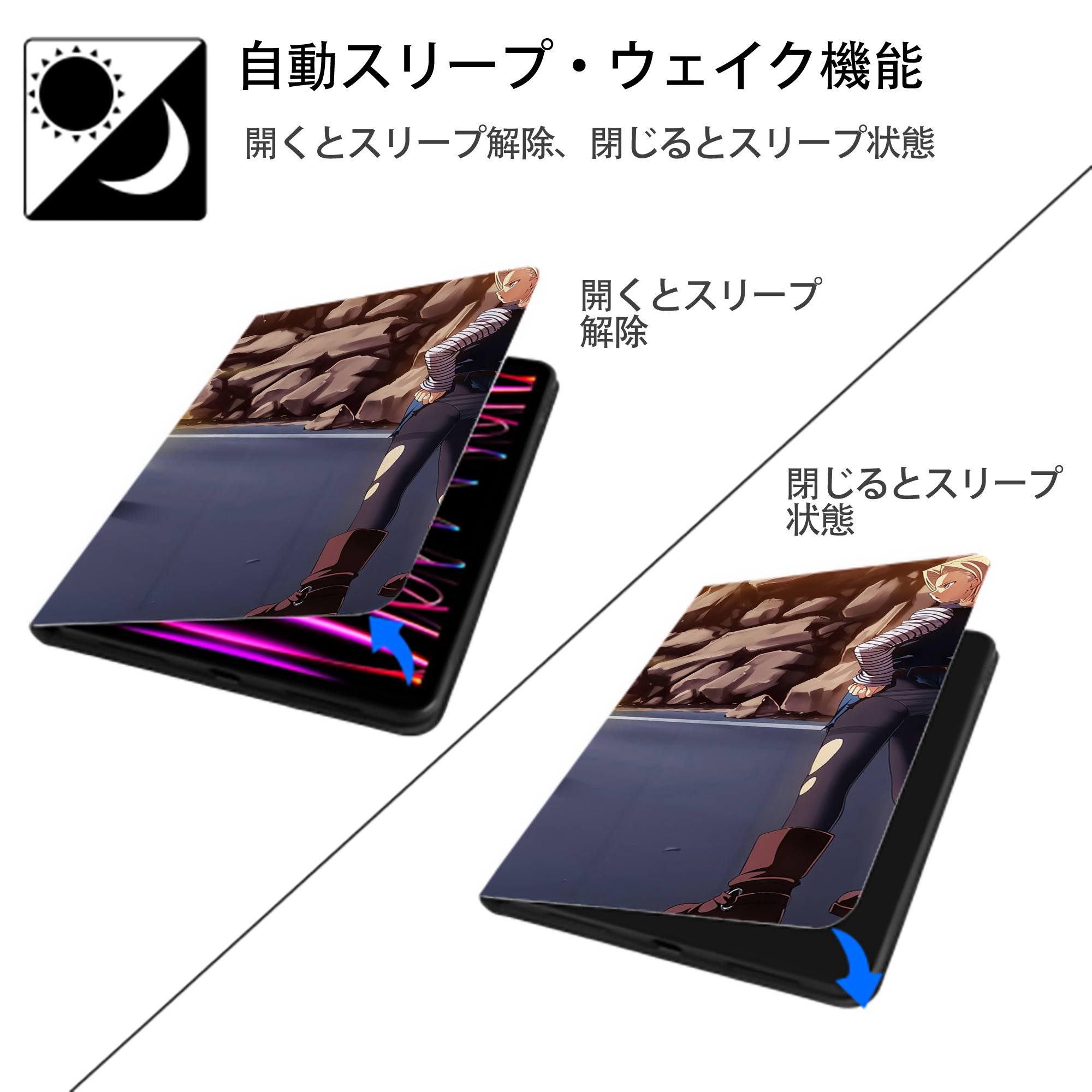 ドラゴンボール DRAGON BALL IPadケース ペンホルダー付き ブックスタイルデザイン