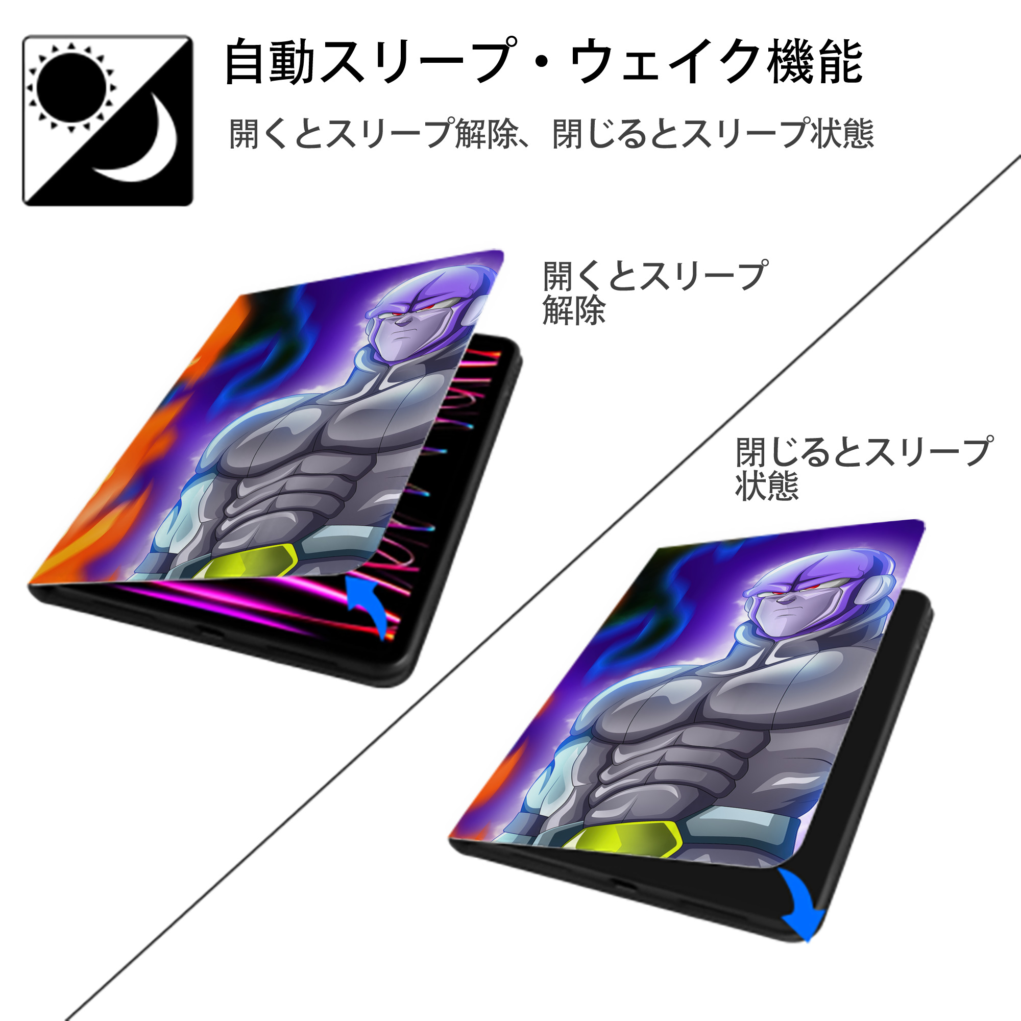 ドラゴンボール DRAGON BALL IPadケース ペンホルダー付き ブックスタイルデザイン