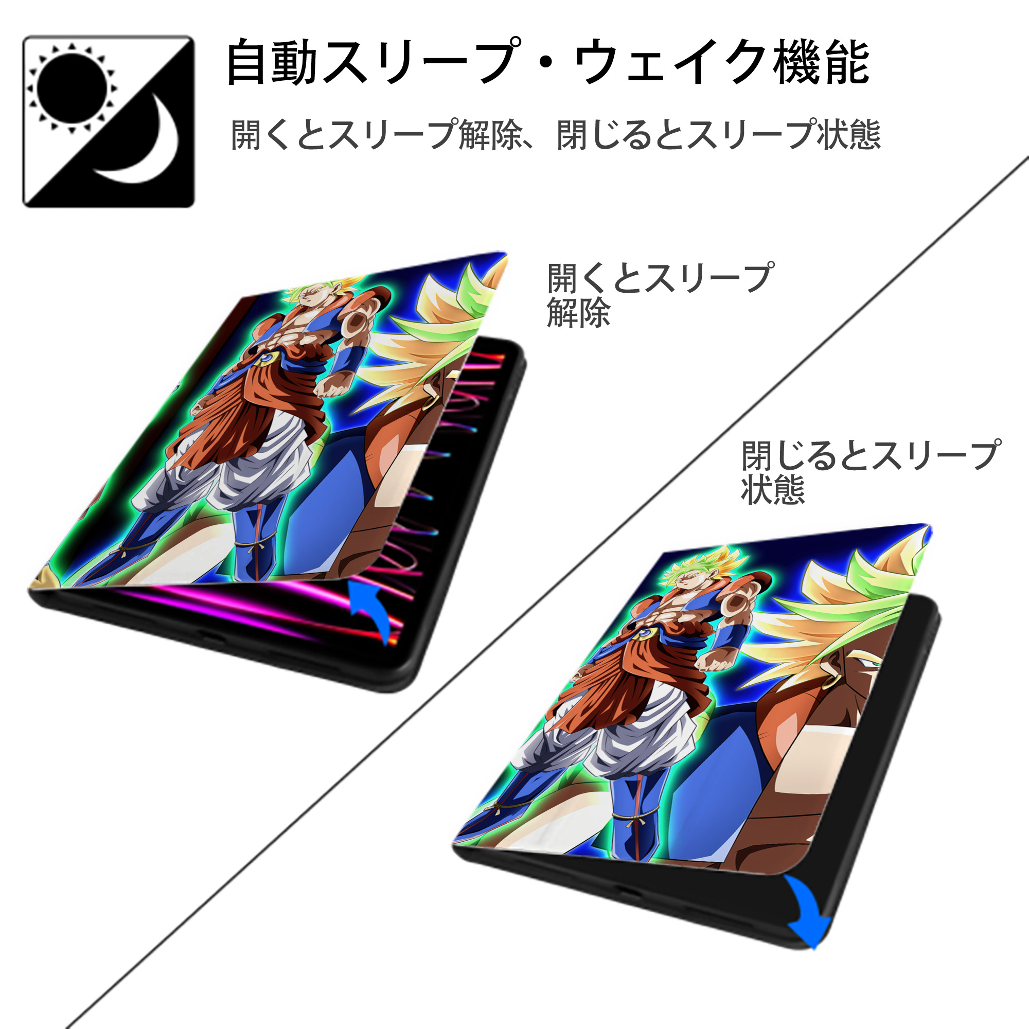 ドラゴンボール DRAGON BALL IPadケース ペンホルダー付き ブックスタイルデザイン