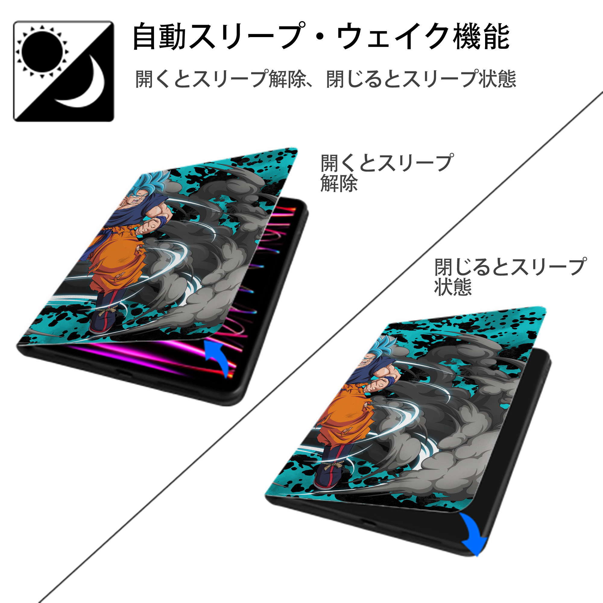 ドラゴンボール DRAGON BALL IPadケース ペンホルダー付き ブックスタイルデザイン