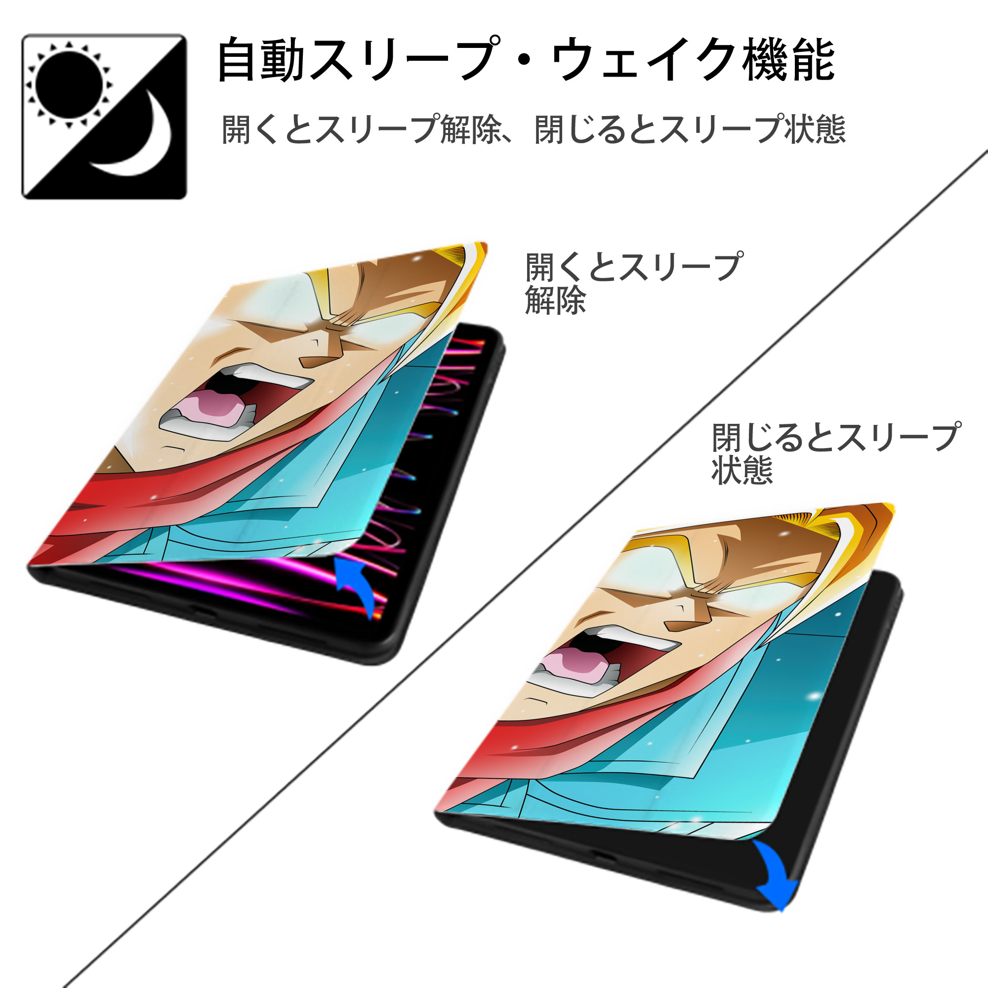 ドラゴンボール DRAGON BALL IPadケース ペンホルダー付き ブックスタイルデザイン