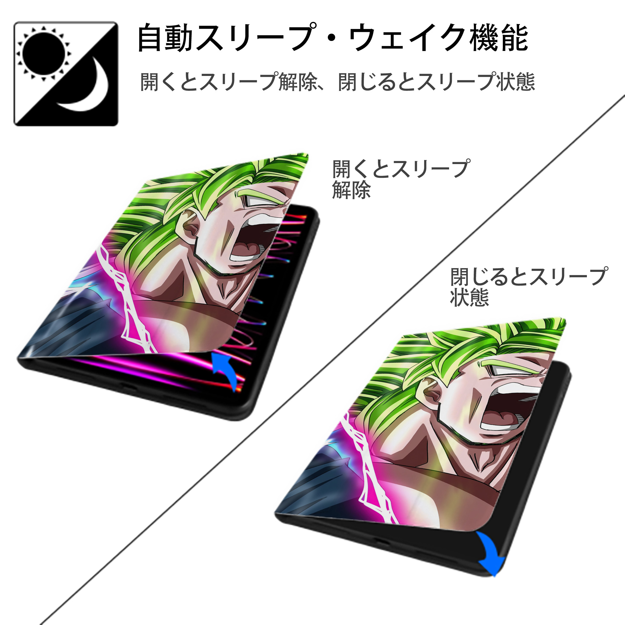 ドラゴンボール DRAGON BALL IPadケース ペンホルダー付き ブックスタイルデザイン