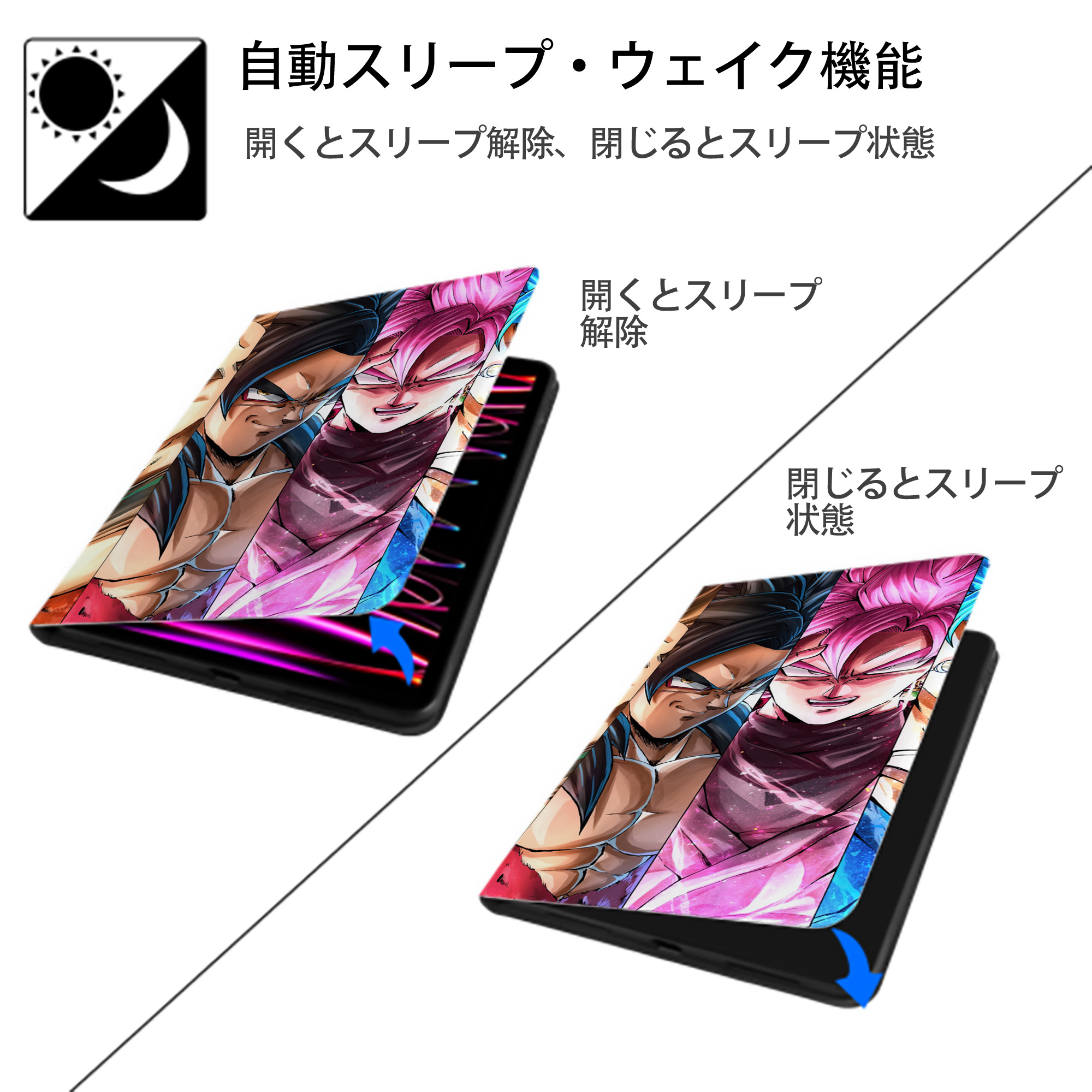ドラゴンボール DRAGON BALL IPadケース ペンホルダー付き ブックスタイルデザイン