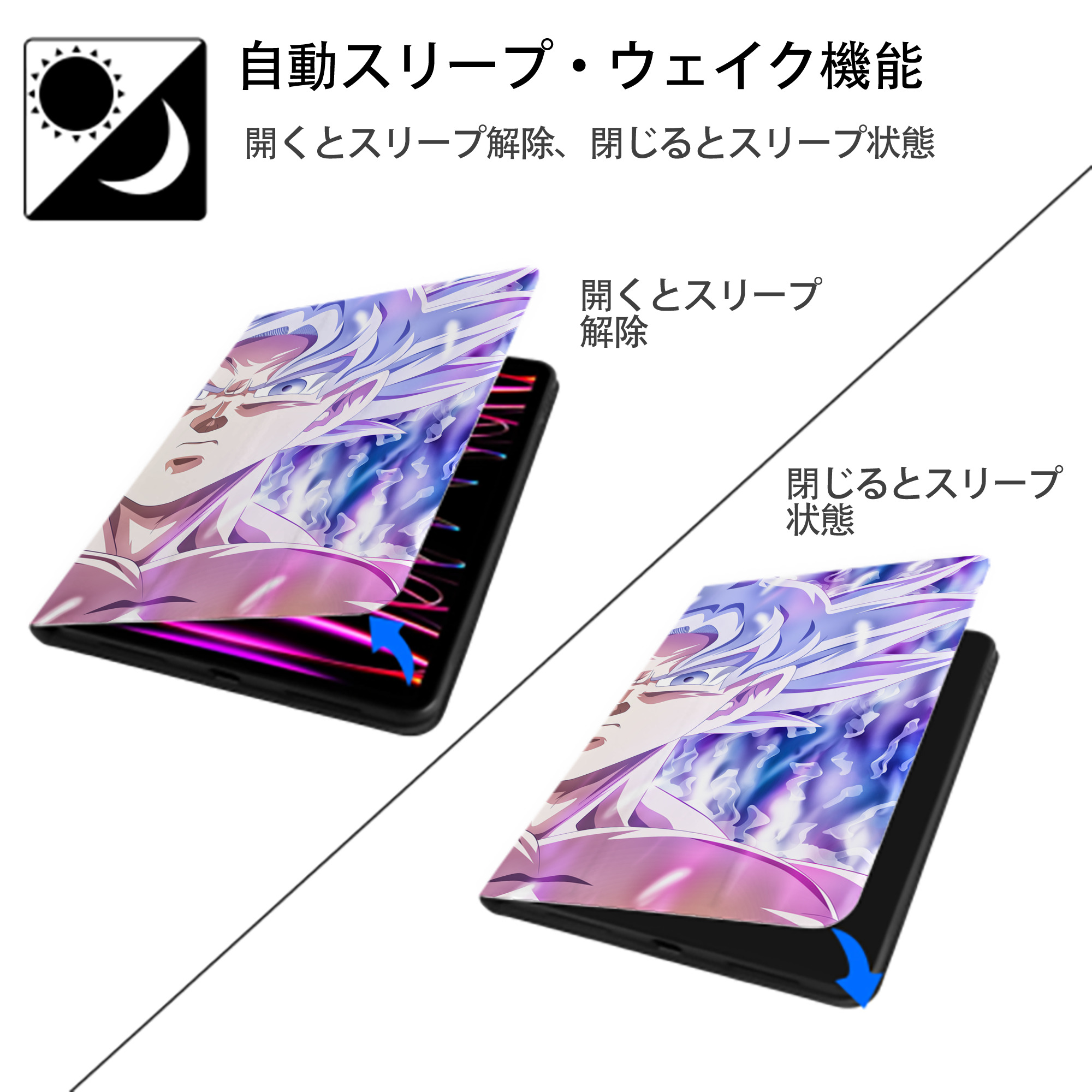 ドラゴンボール DRAGON BALL IPadケース ペンホルダー付き ブックスタイルデザイン