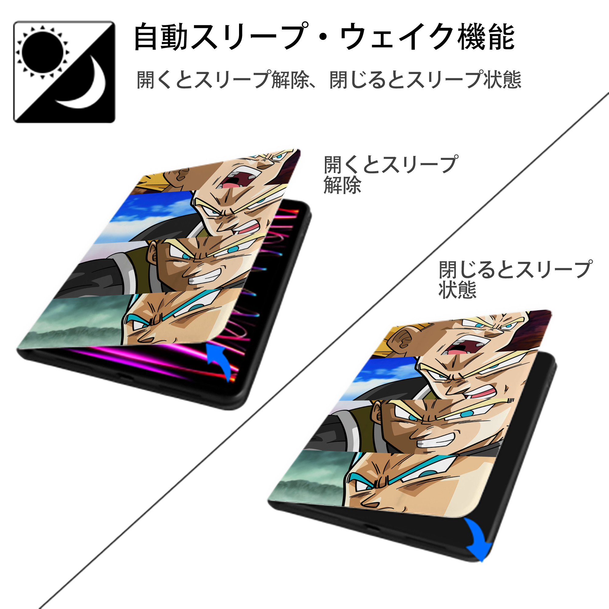 ドラゴンボール DRAGON BALL IPadケース ペンホルダー付き ブックスタイルデザイン