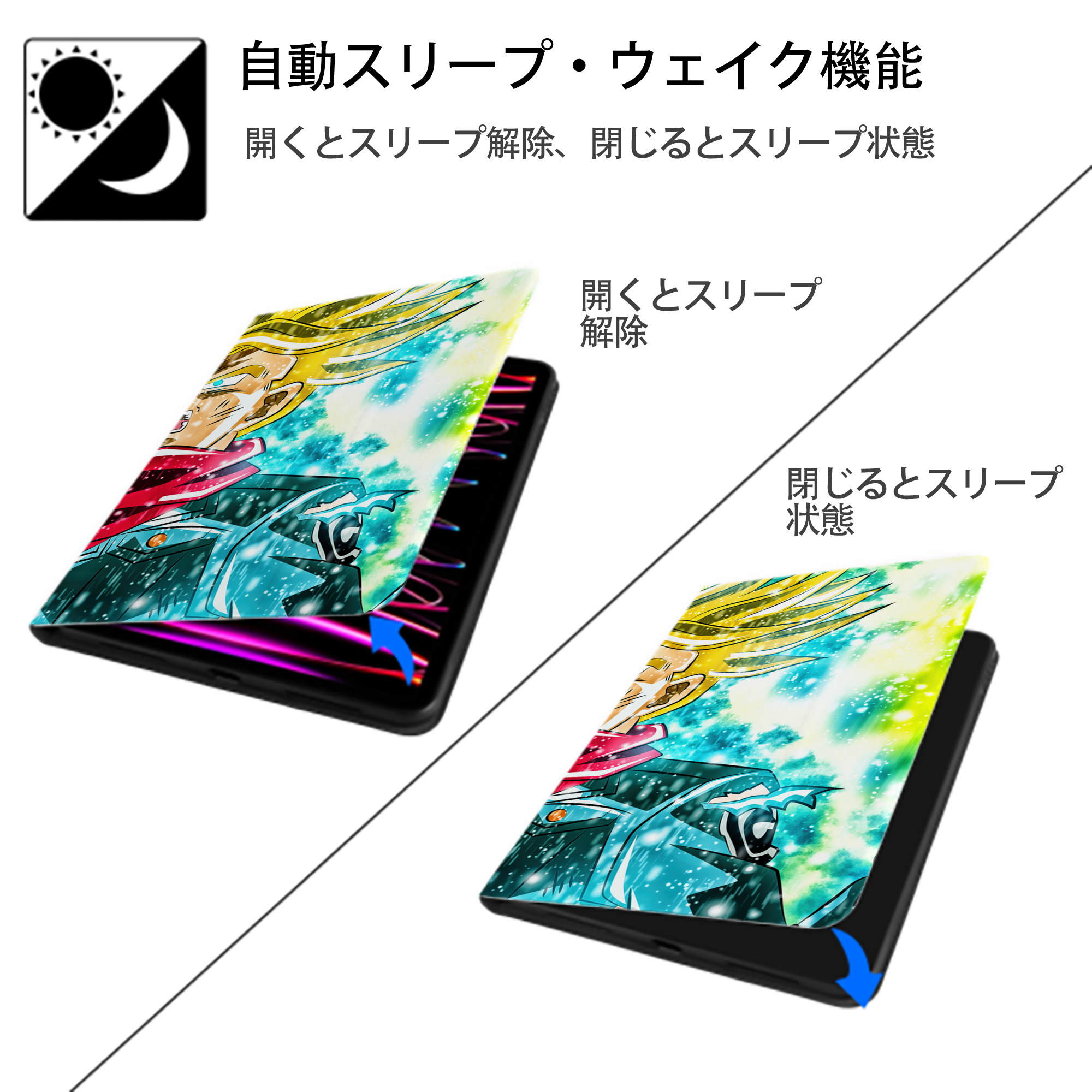 ドラゴンボール DRAGON BALL IPadケース ペンホルダー付き ブックスタイルデザイン
