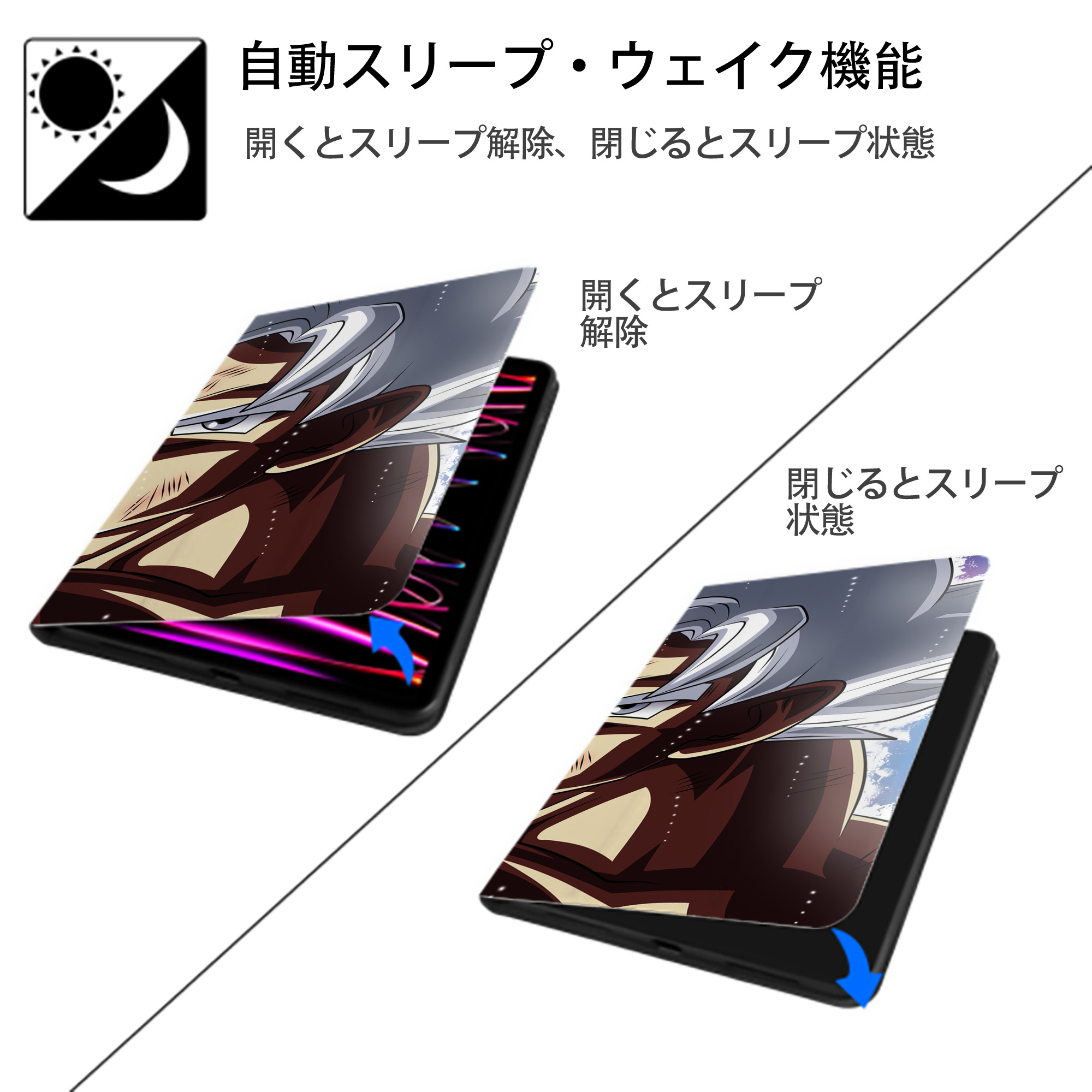 ドラゴンボール DRAGON BALL IPadケース ペンホルダー付き ブックスタイルデザイン