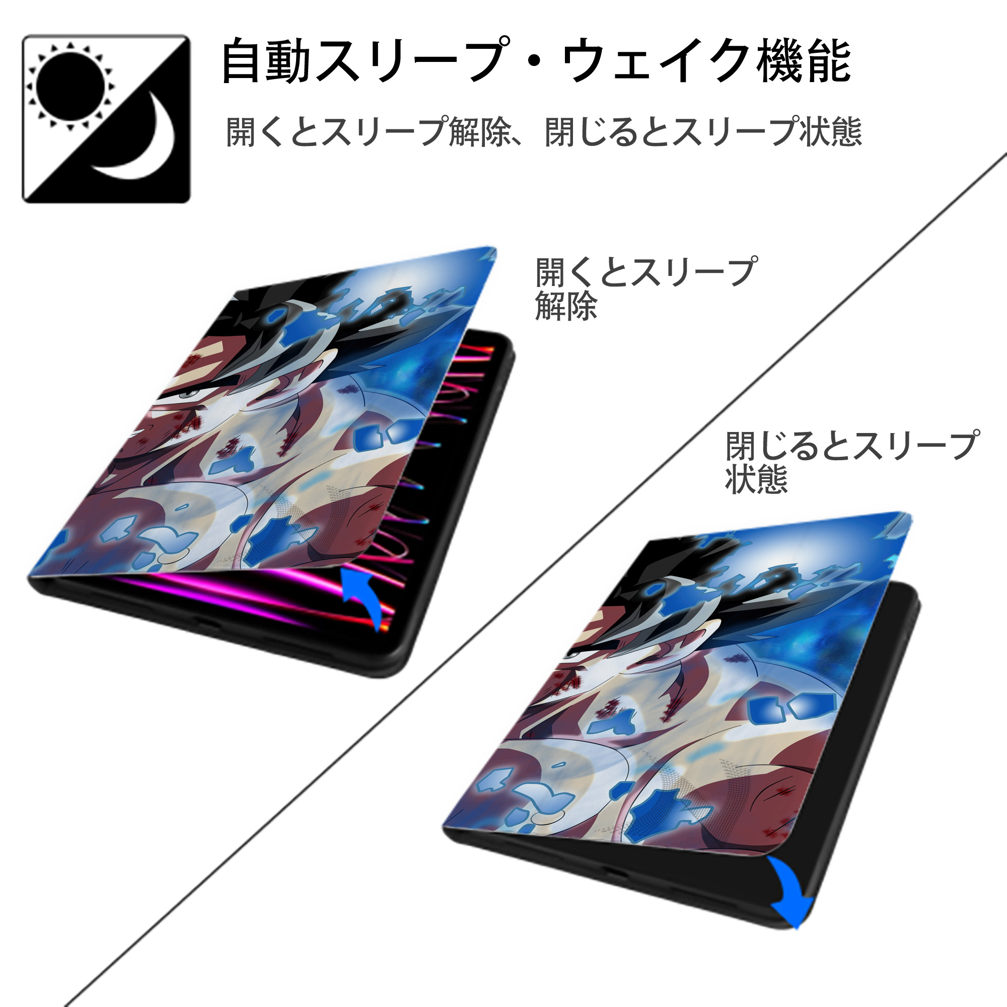 ドラゴンボール DRAGON BALL IPadケース ペンホルダー付き ブックスタイルデザイン