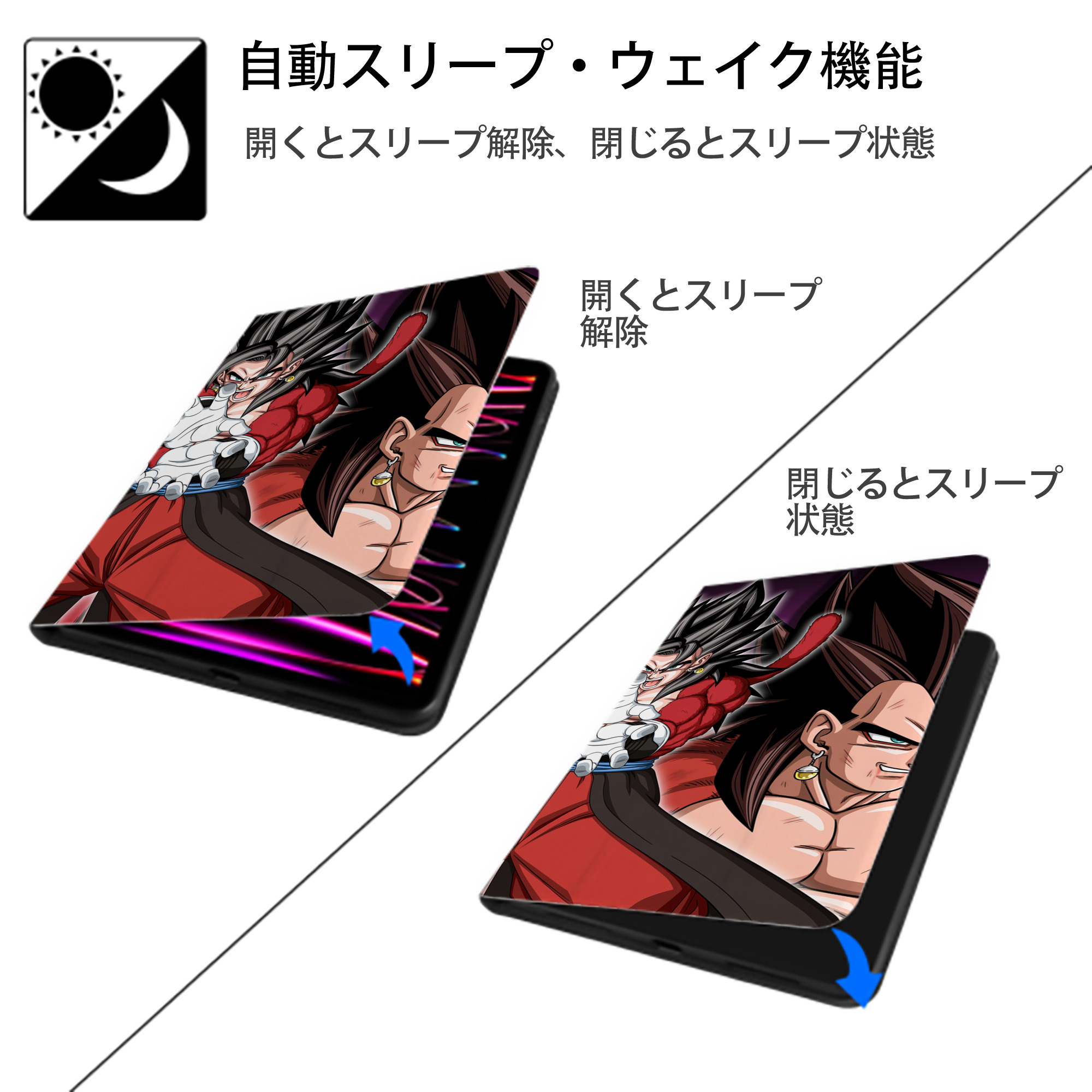 ドラゴンボール DRAGON BALL IPadケース ペンホルダー付き ブックスタイルデザイン