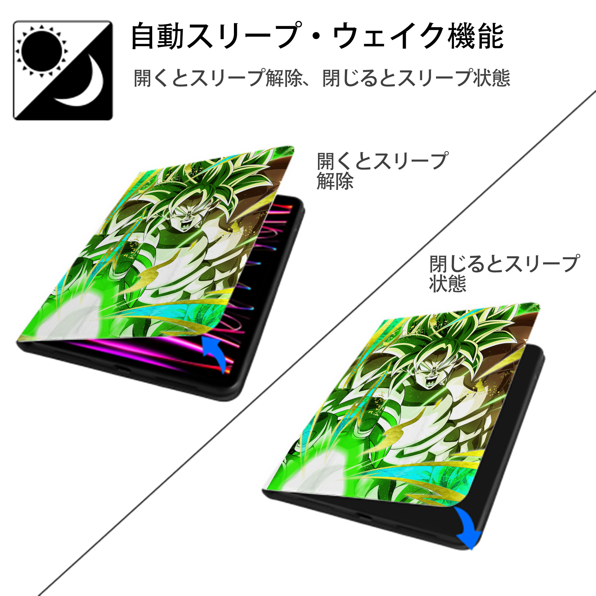 ドラゴンボール DRAGON BALL IPad ケース ペン収納付き 三つ折りスタンド PUレザー×シリコン 対応機種9.5/10.5/10.9インチ