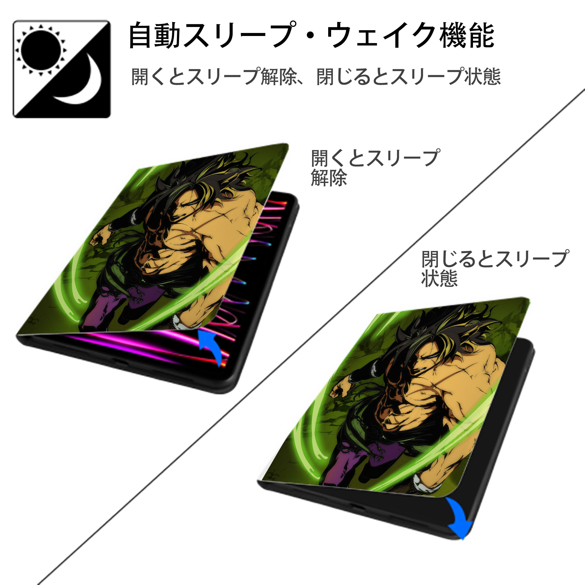 ドラゴンボール DRAGON BALL IPad ケース ペン収納付き 三つ折りスタンド PUレザー×シリコン 対応機種9.5/10.5/10.9インチ