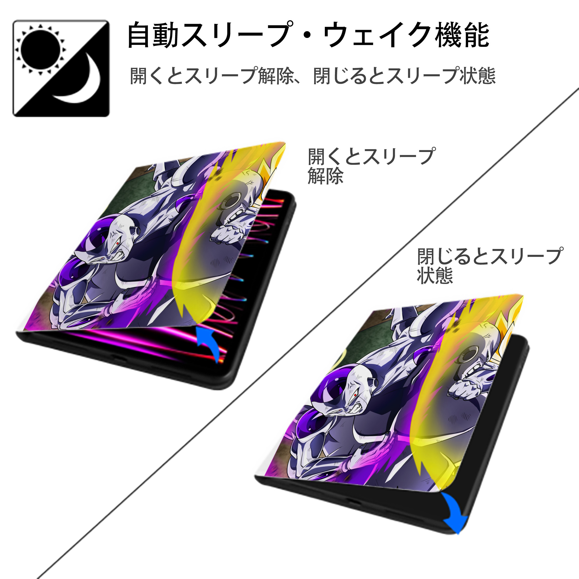 ドラゴンボール DRAGON BALL IPad ケース ペン収納付き 三つ折りスタンド PUレザー×シリコン 対応機種9.5/10.5/10.9インチ