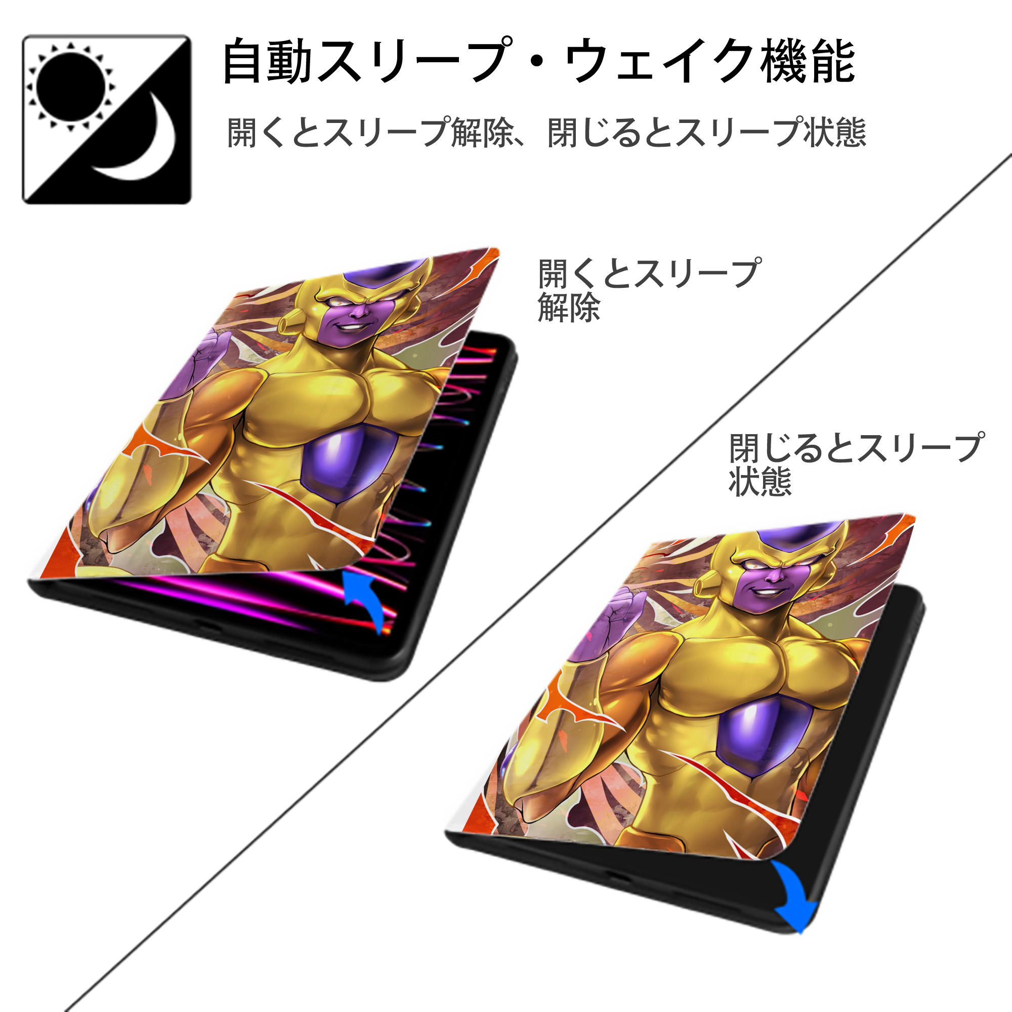 ドラゴンボール DRAGON BALL IPad ケース ペン収納付き 三つ折りスタンド PUレザー×シリコン 対応機種9.5/10.5/10.9インチ