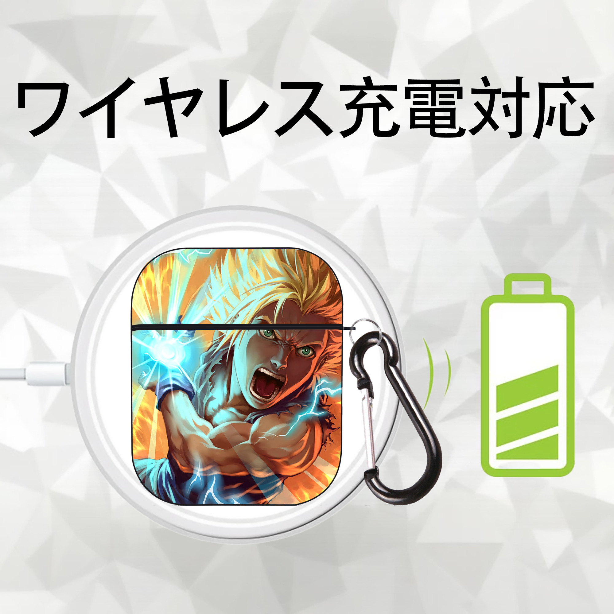 ドラゴンボール DRAGON BALL AirPods 第2世代保護ケース ハードシェル ブラック 耐衝撃・防指紋・カラビナ付き