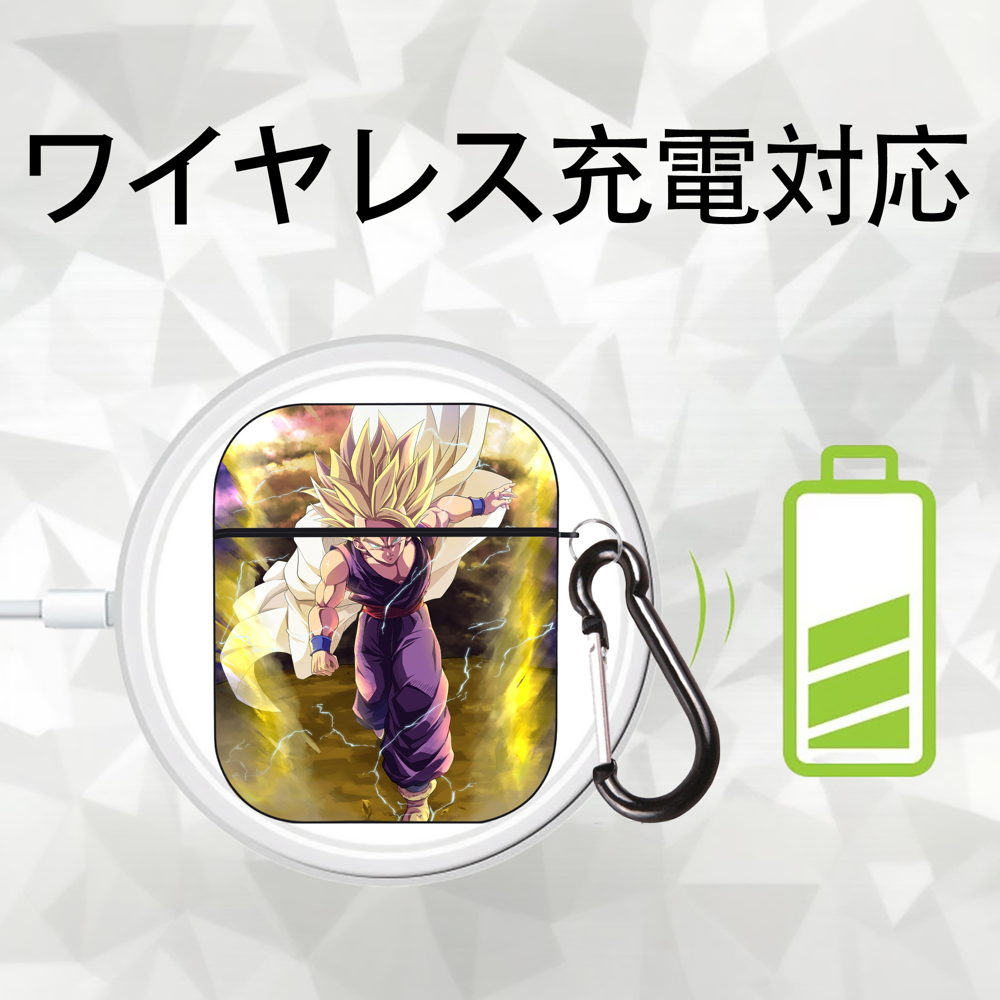 ドラゴンボール DRAGON BALL AirPods 第2世代保護ケース ハードシェル ブラック 耐衝撃・防指紋・カラビナ付き