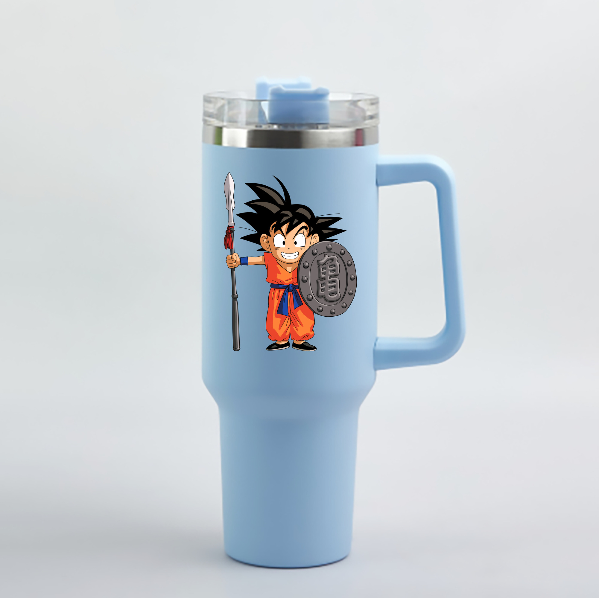 （画像用） ドラゴンボール 孫悟空（そん ごくう）Son Goku カカロット DRAGON BALL Kakarotto 1200mL車用タンブラー - クリスタルステッカー（プラスチックストロー付き）