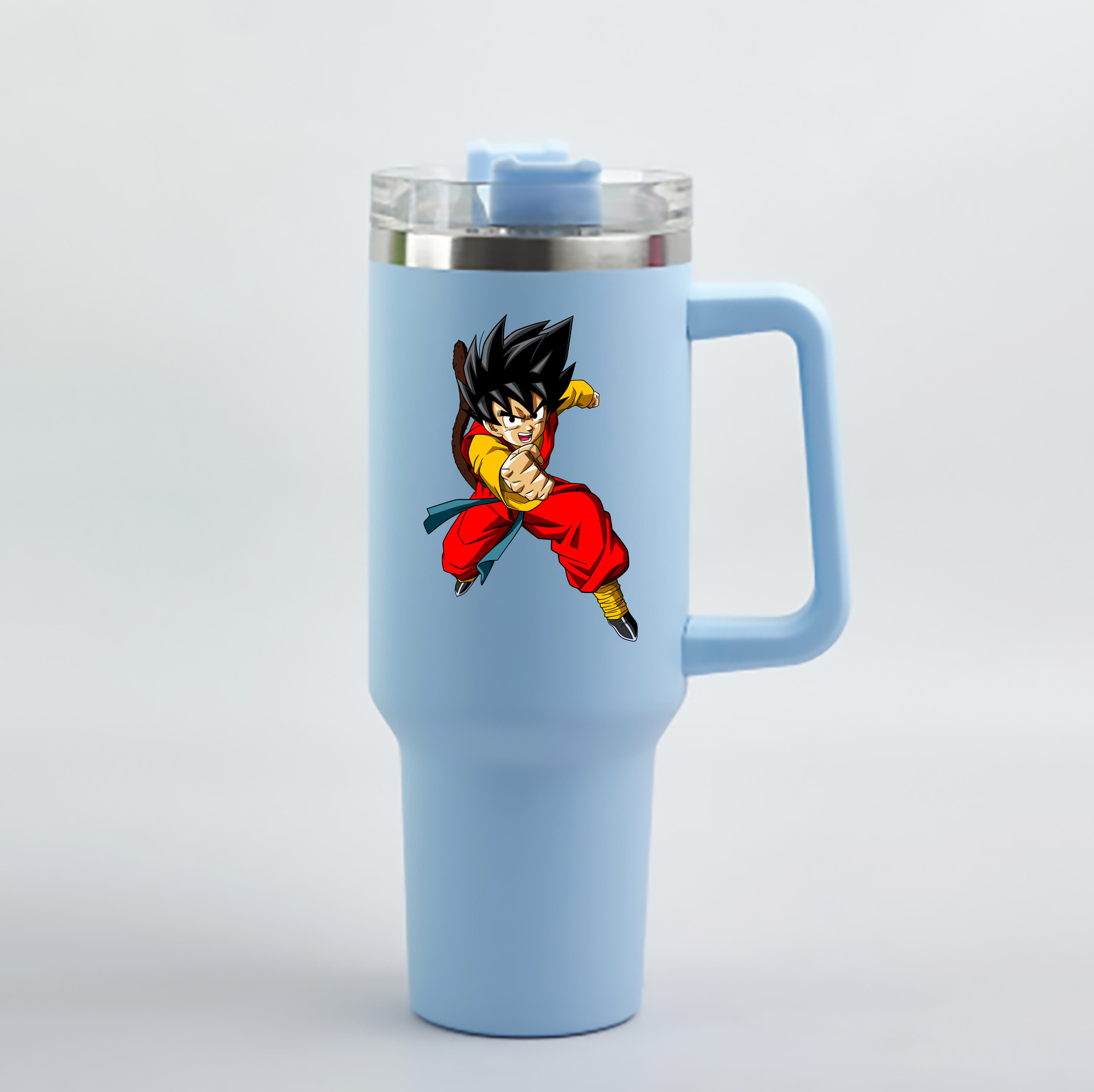 （画像用） ドラゴンボール 孫悟空（そん ごくう）Son Goku カカロット DRAGON BALL Kakarotto 1200mL車用タンブラー - クリスタルステッカー（プラスチックストロー付き）