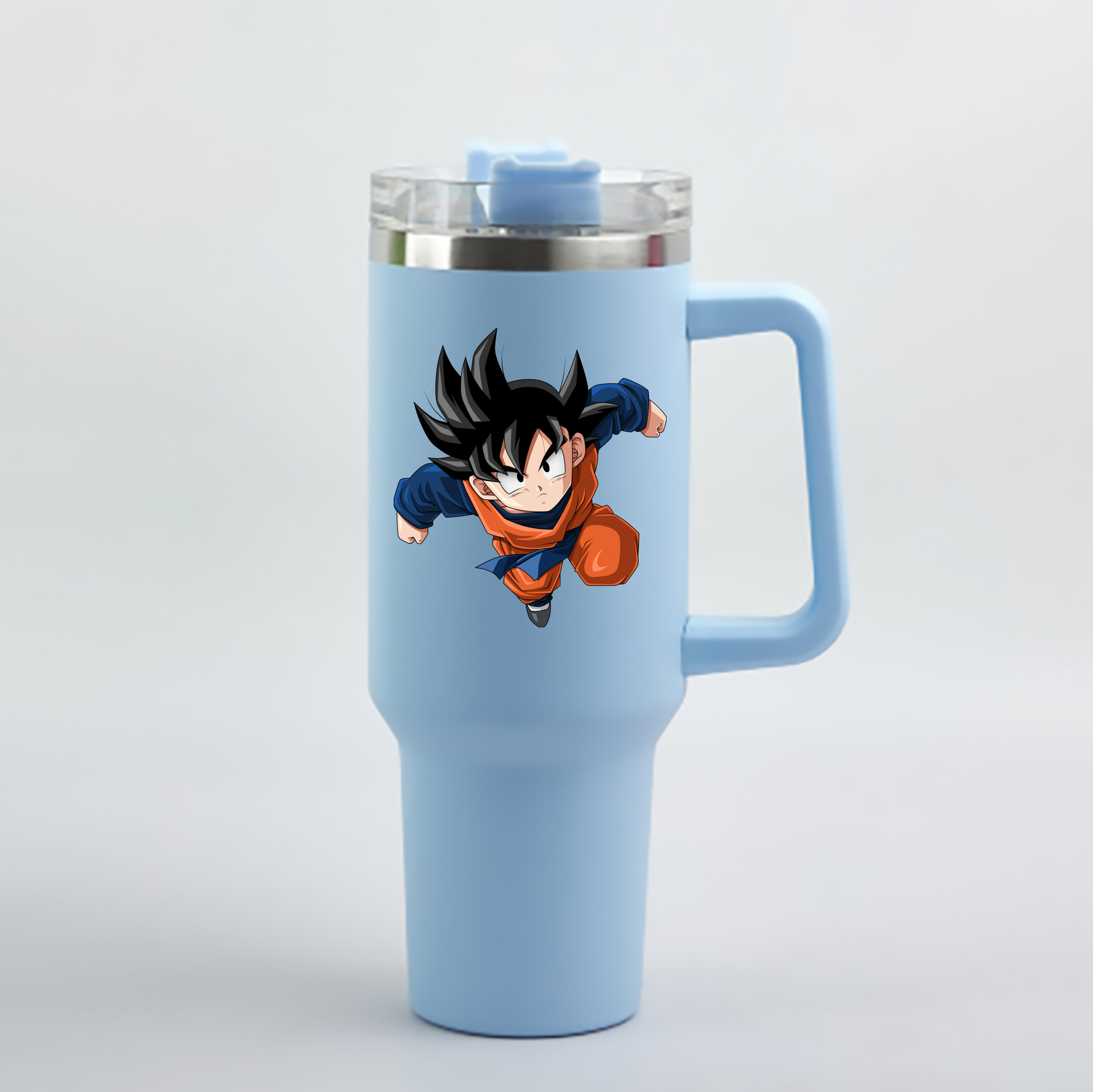 （画像用） ドラゴンボール 孫悟空（そん ごくう）Son Goku カカロット DRAGON BALL Kakarotto 1200mL車用タンブラー - クリスタルステッカー（プラスチックストロー付き）