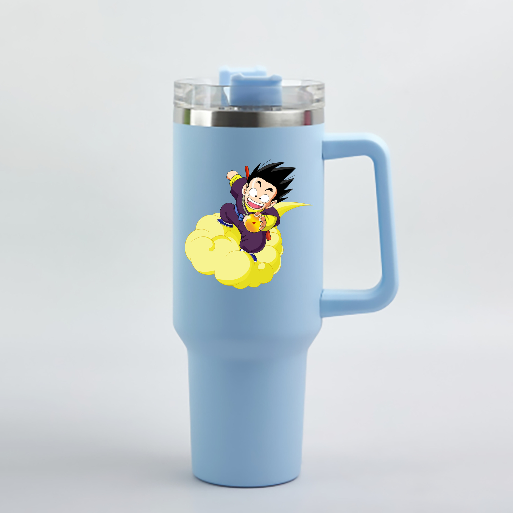 （画像用） ドラゴンボール 孫悟空（そん ごくう）Son Goku カカロット DRAGON BALL Kakarotto 1200mL車用タンブラー - クリスタルステッカー（プラスチックストロー付き）