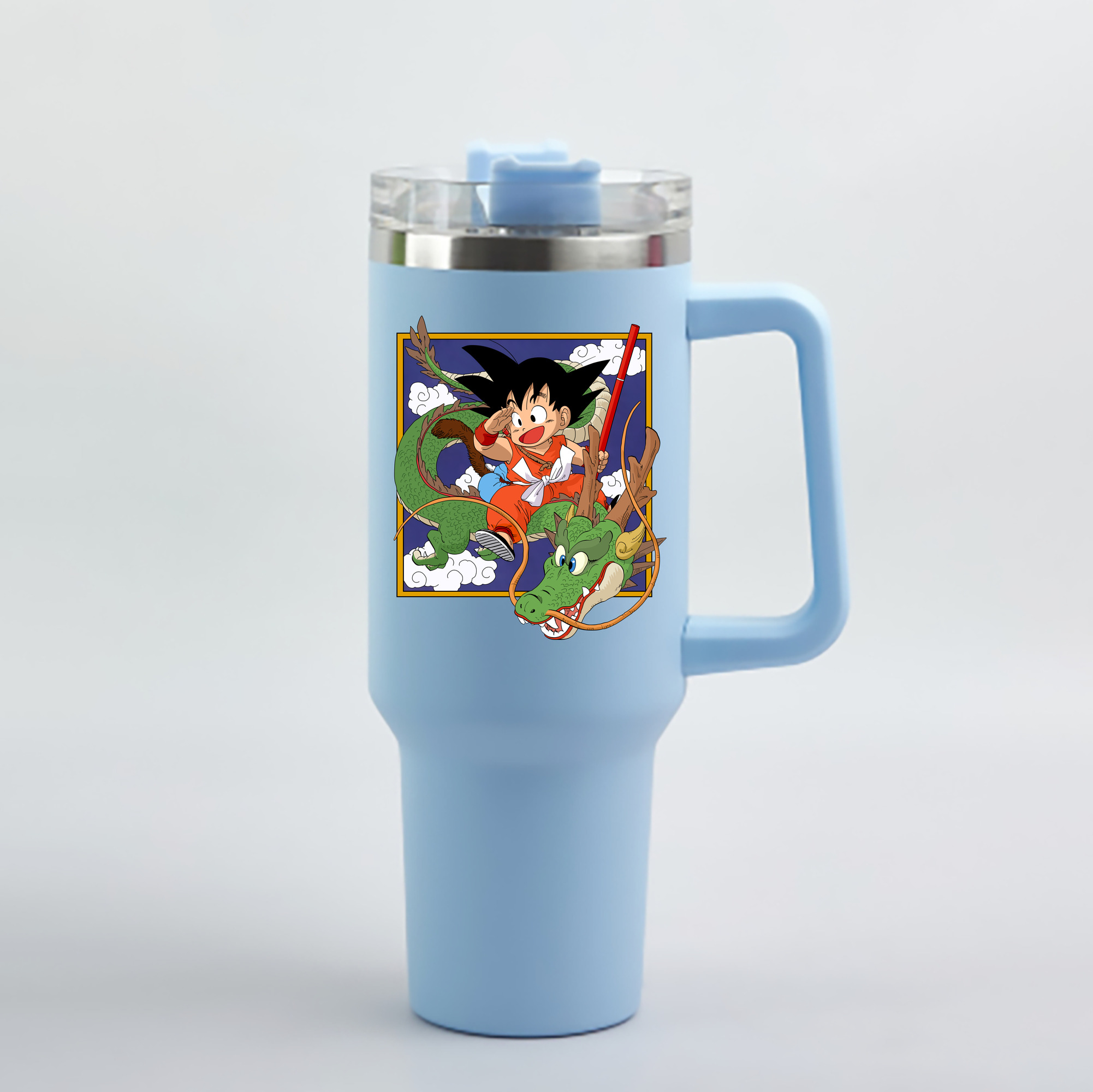 （画像用） ドラゴンボール 孫悟空（そん ごくう）Son Goku カカロット DRAGON BALL Kakarotto 1200mL車用タンブラー - クリスタルステッカー（プラスチックストロー付き）