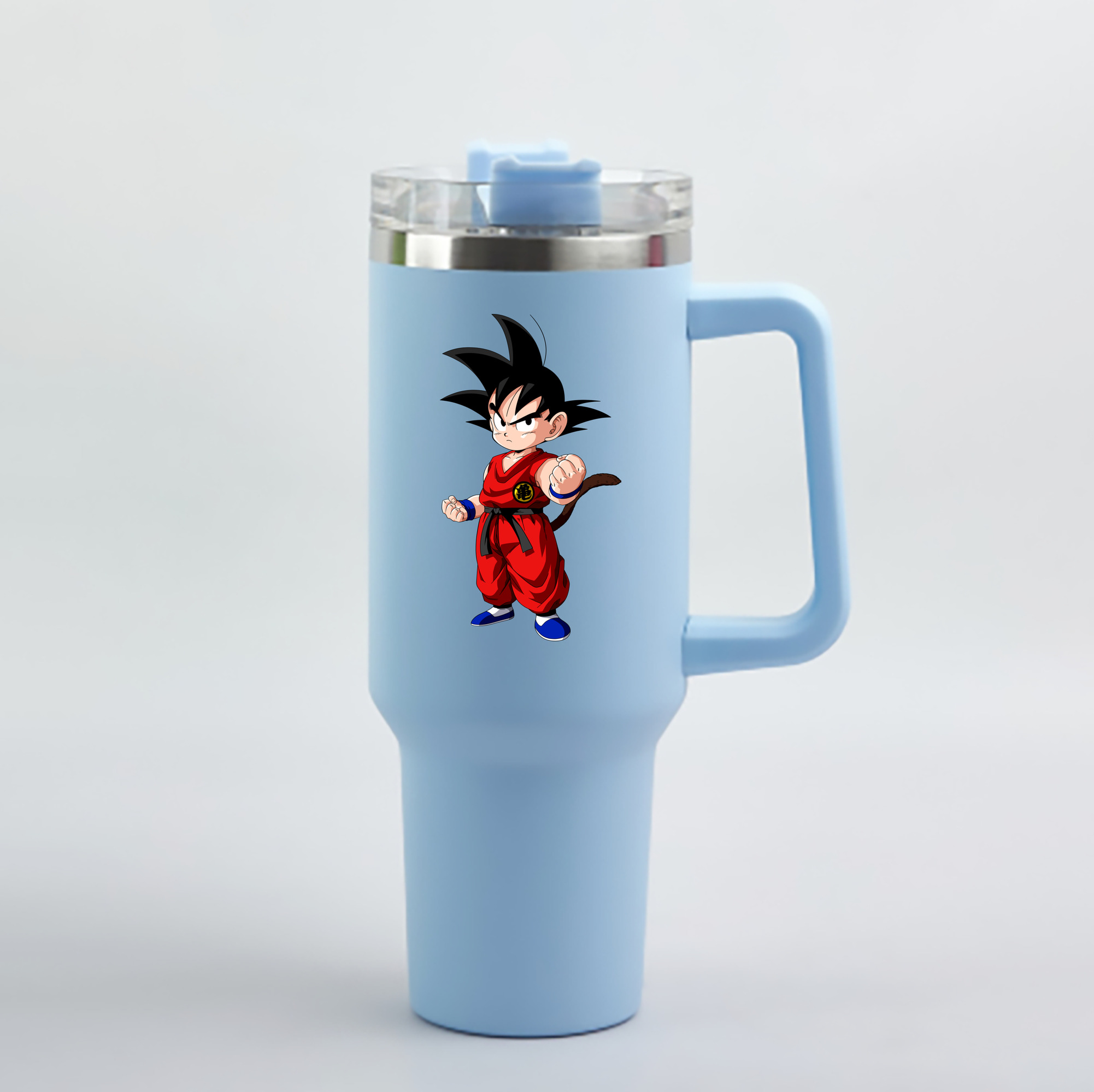 （画像用） ドラゴンボール 孫悟空（そん ごくう）Son Goku カカロット DRAGON BALL Kakarotto 1200mL車用タンブラー - クリスタルステッカー（プラスチックストロー付き）