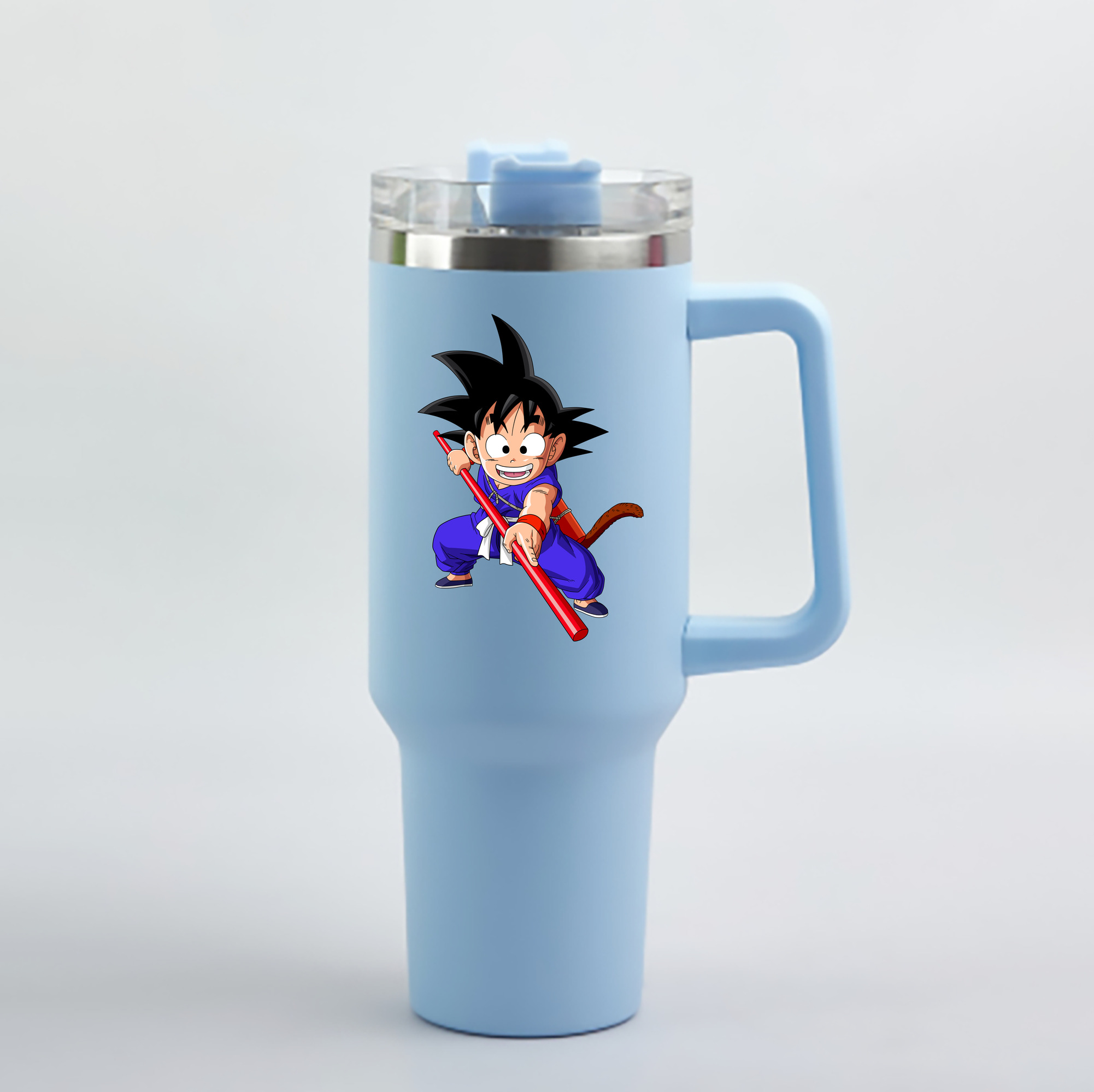 （画像用） ドラゴンボール 孫悟空（そん ごくう）Son Goku カカロット DRAGON BALL Kakarotto 1200mL車用タンブラー - クリスタルステッカー（プラスチックストロー付き）