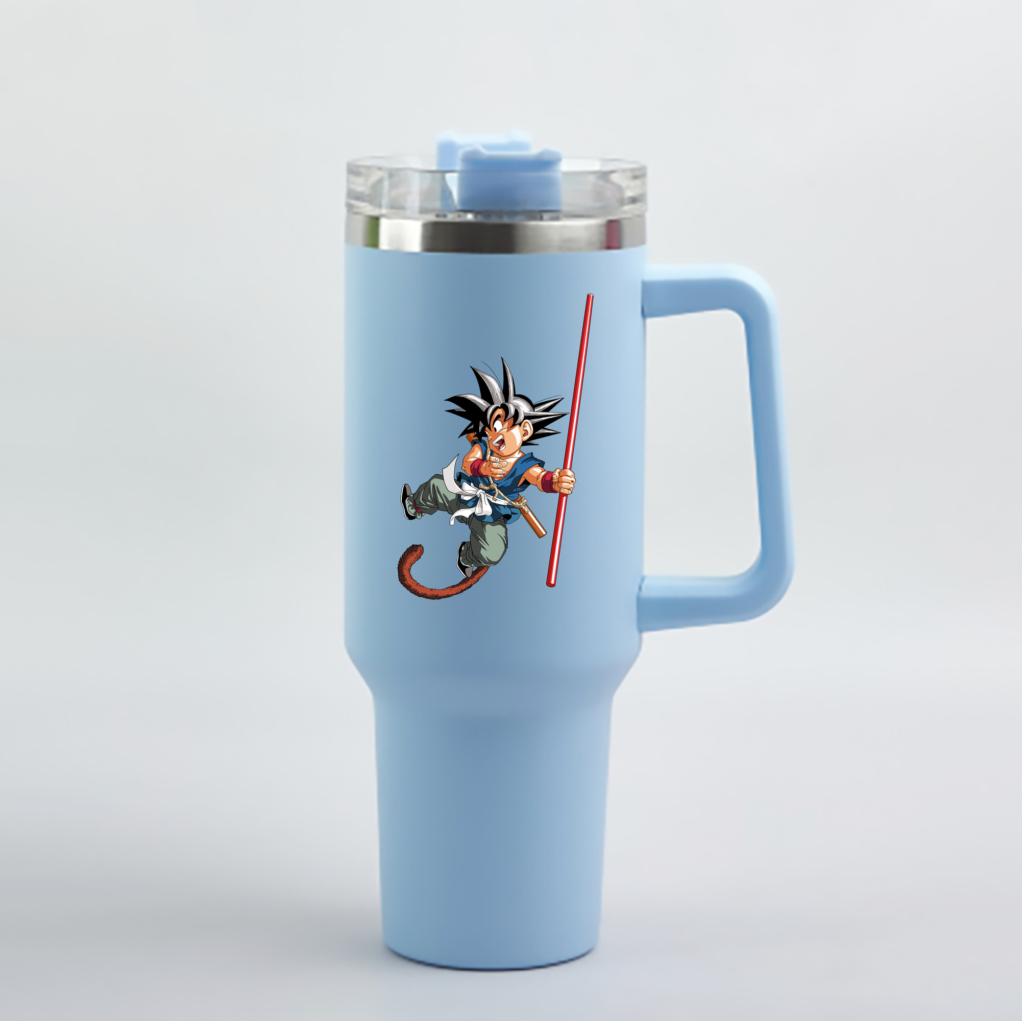 （画像用） ドラゴンボール 孫悟空（そん ごくう）Son Goku カカロット DRAGON BALL Kakarotto 1200mL車用タンブラー - クリスタルステッカー（プラスチックストロー付き）