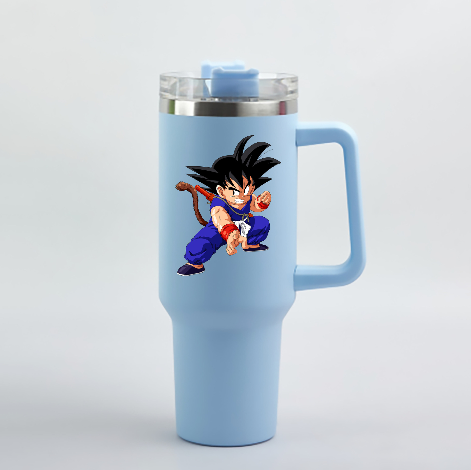 （画像用） ドラゴンボール 孫悟空（そん ごくう）Son Goku カカロット DRAGON BALL Kakarotto 1200mL車用タンブラー - クリスタルステッカー（プラスチックストロー付き）
