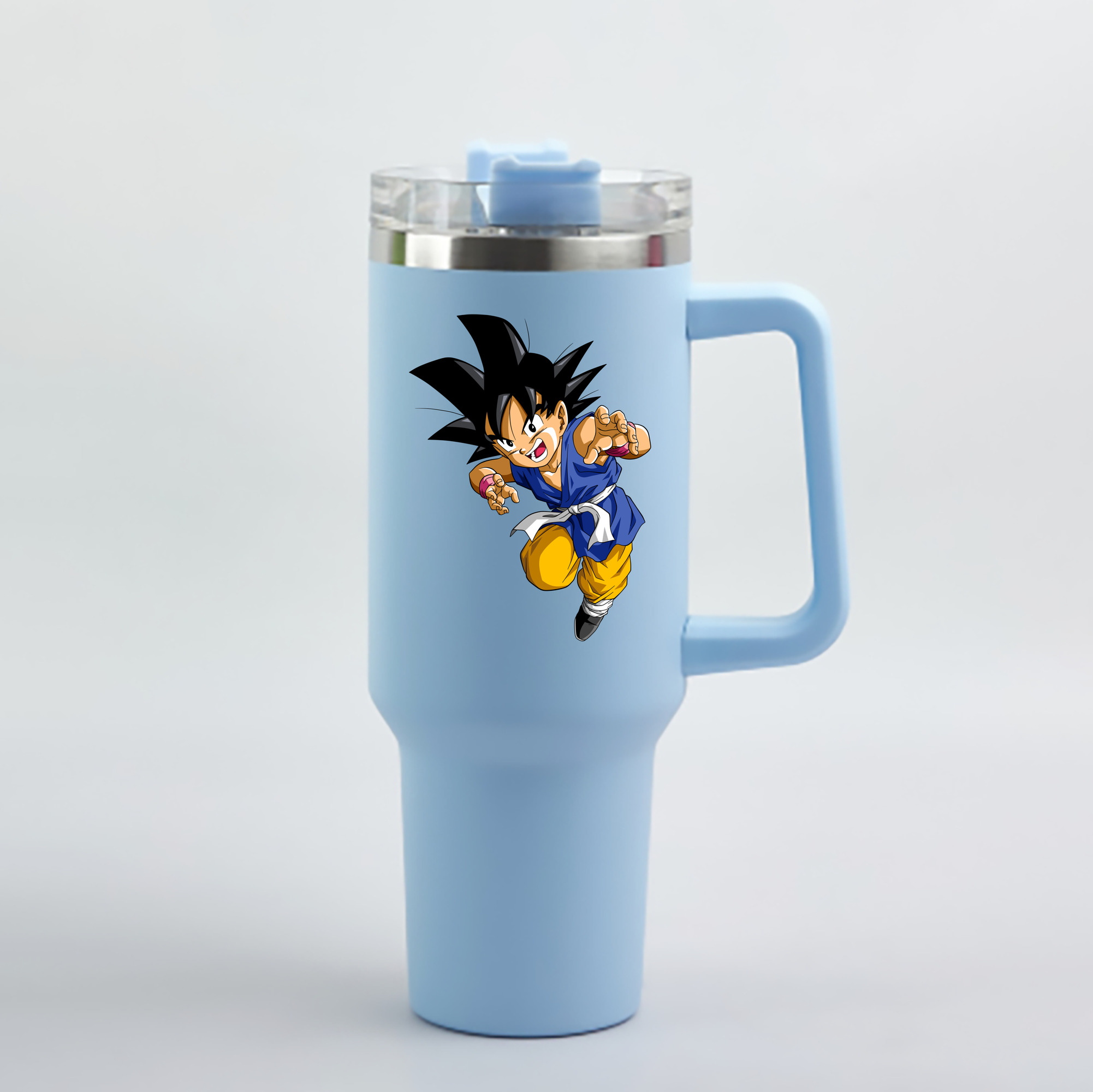 （画像用） ドラゴンボール 孫悟空（そん ごくう）Son Goku カカロット DRAGON BALL Kakarotto 1200mL車用タンブラー - クリスタルステッカー（プラスチックストロー付き）
