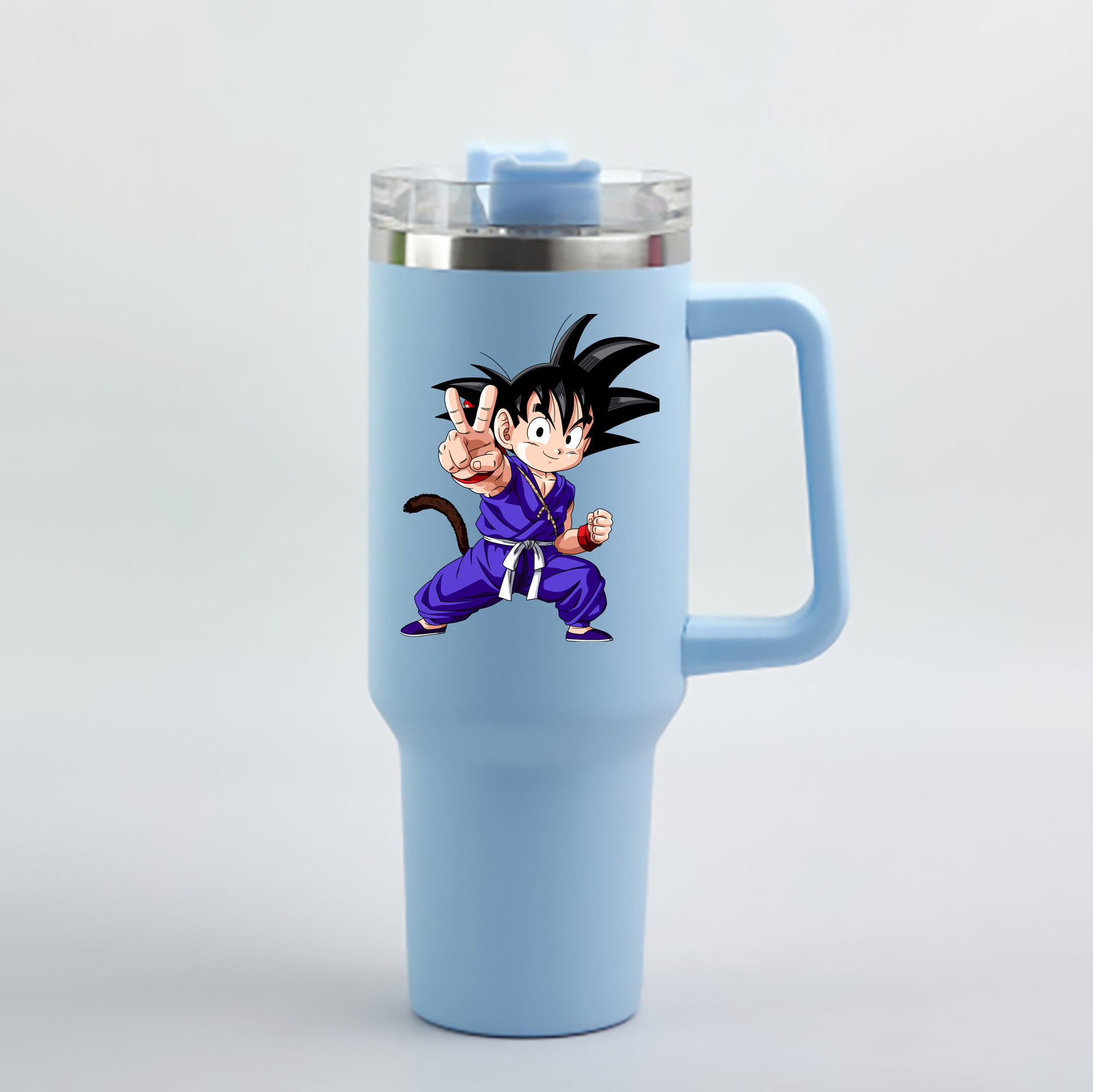（画像用） ドラゴンボール 孫悟空（そん ごくう）Son Goku カカロット DRAGON BALL Kakarotto 1200mL車用タンブラー - クリスタルステッカー（プラスチックストロー付き）