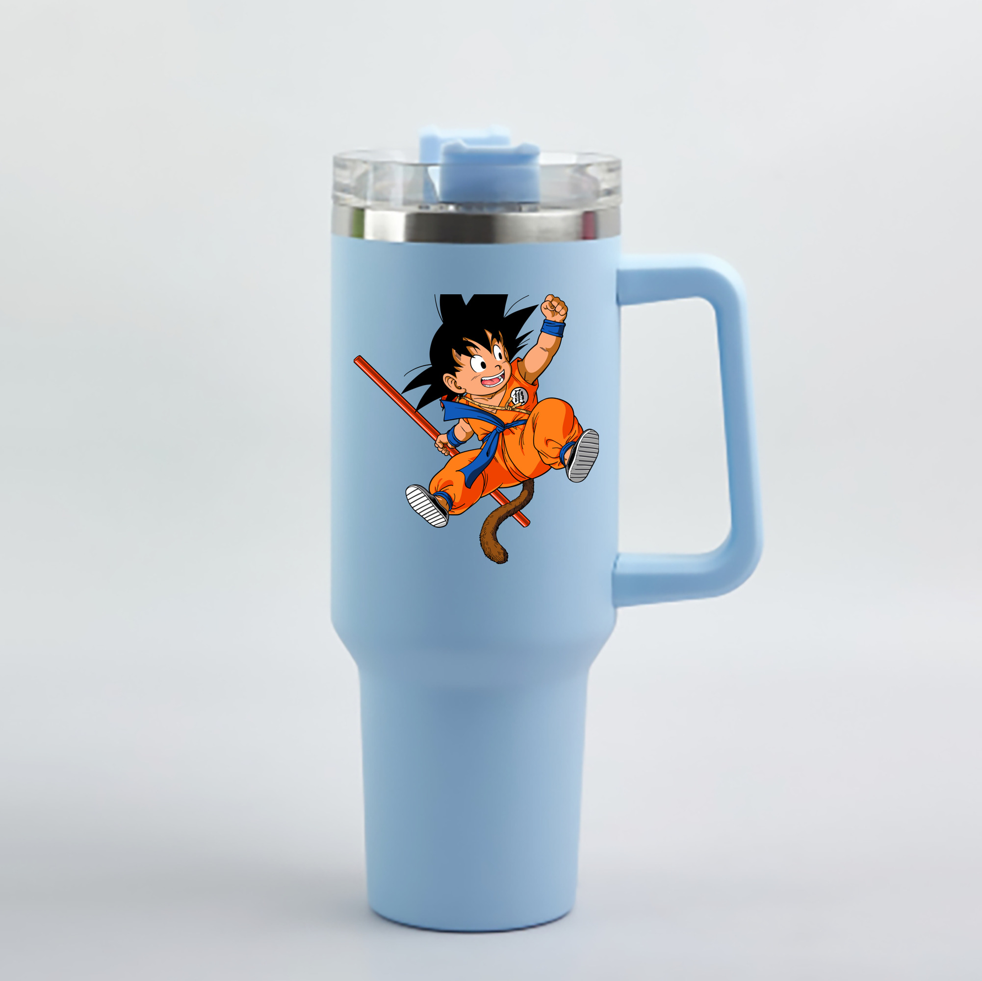 （画像用） ドラゴンボール 孫悟空（そん ごくう）Son Goku カカロット DRAGON BALL Kakarotto 1200mL車用タンブラー - クリスタルステッカー（プラスチックストロー付き）