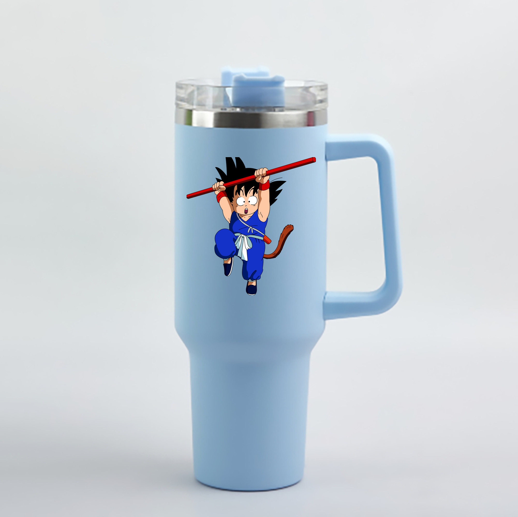 （画像用） ドラゴンボール 孫悟空（そん ごくう）Son Goku カカロット DRAGON BALL Kakarotto 1200mL車用タンブラー - クリスタルステッカー（プラスチックストロー付き）