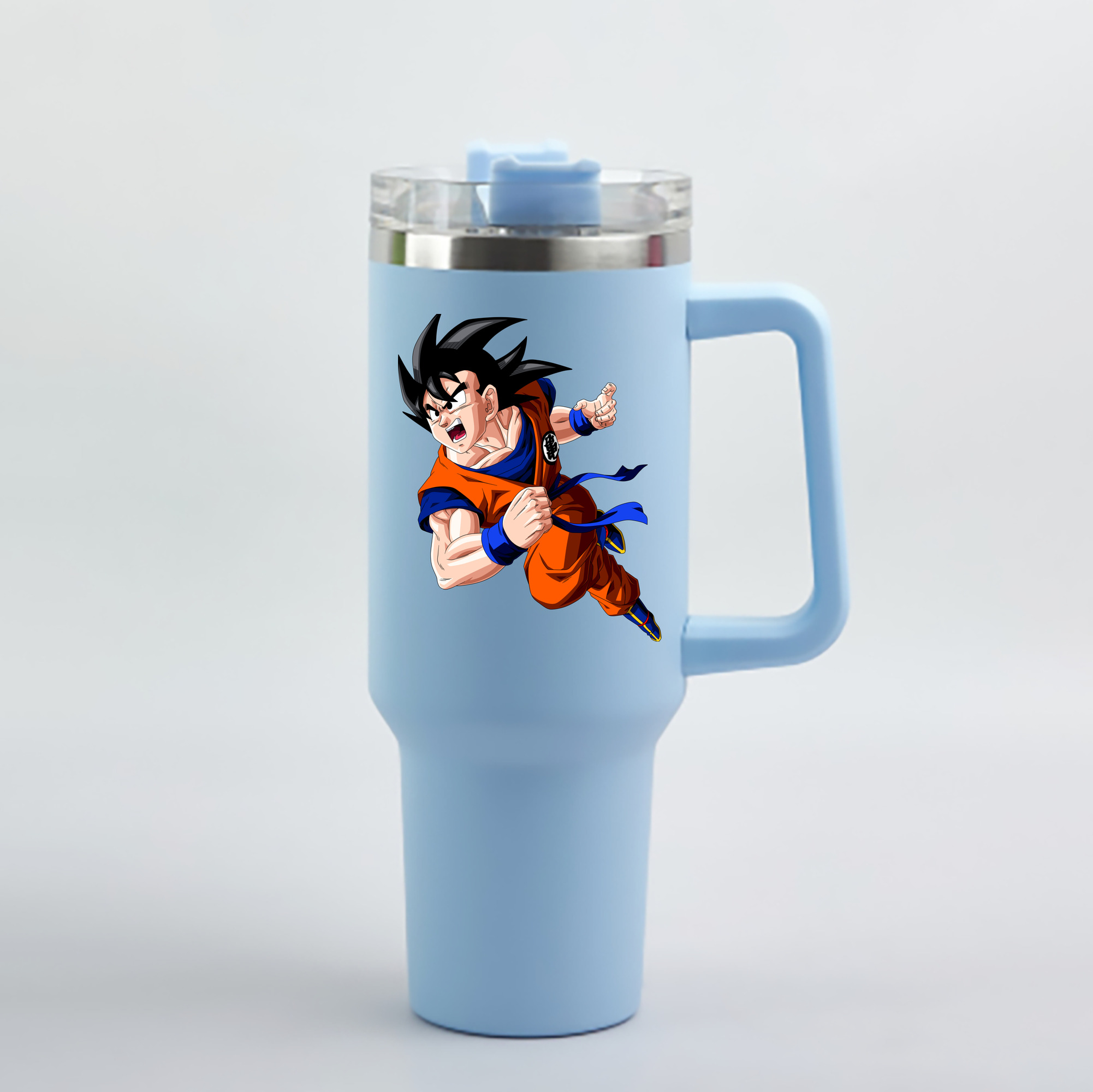 （画像用） ドラゴンボール 孫悟空（そん ごくう）Son Goku カカロット DRAGON BALL Kakarotto 1200mL車用タンブラー - クリスタルステッカー（プラスチックストロー付き）