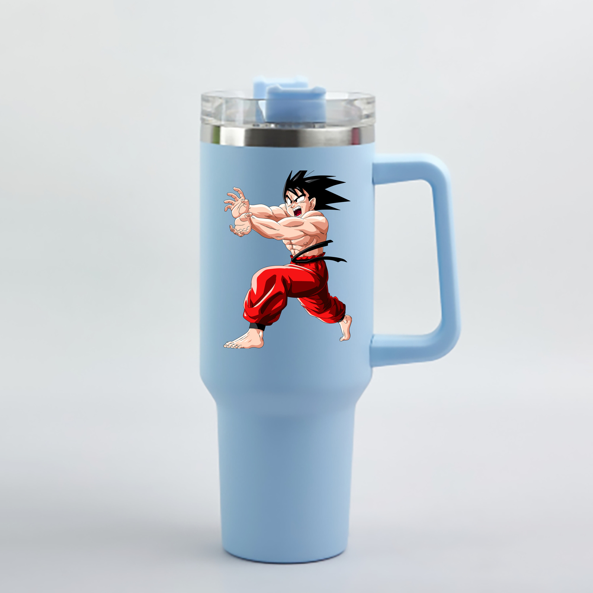 （画像用） ドラゴンボール 孫悟空（そん ごくう）Son Goku カカロット DRAGON BALL Kakarotto 1200mL車用タンブラー - クリスタルステッカー（プラスチックストロー付き）