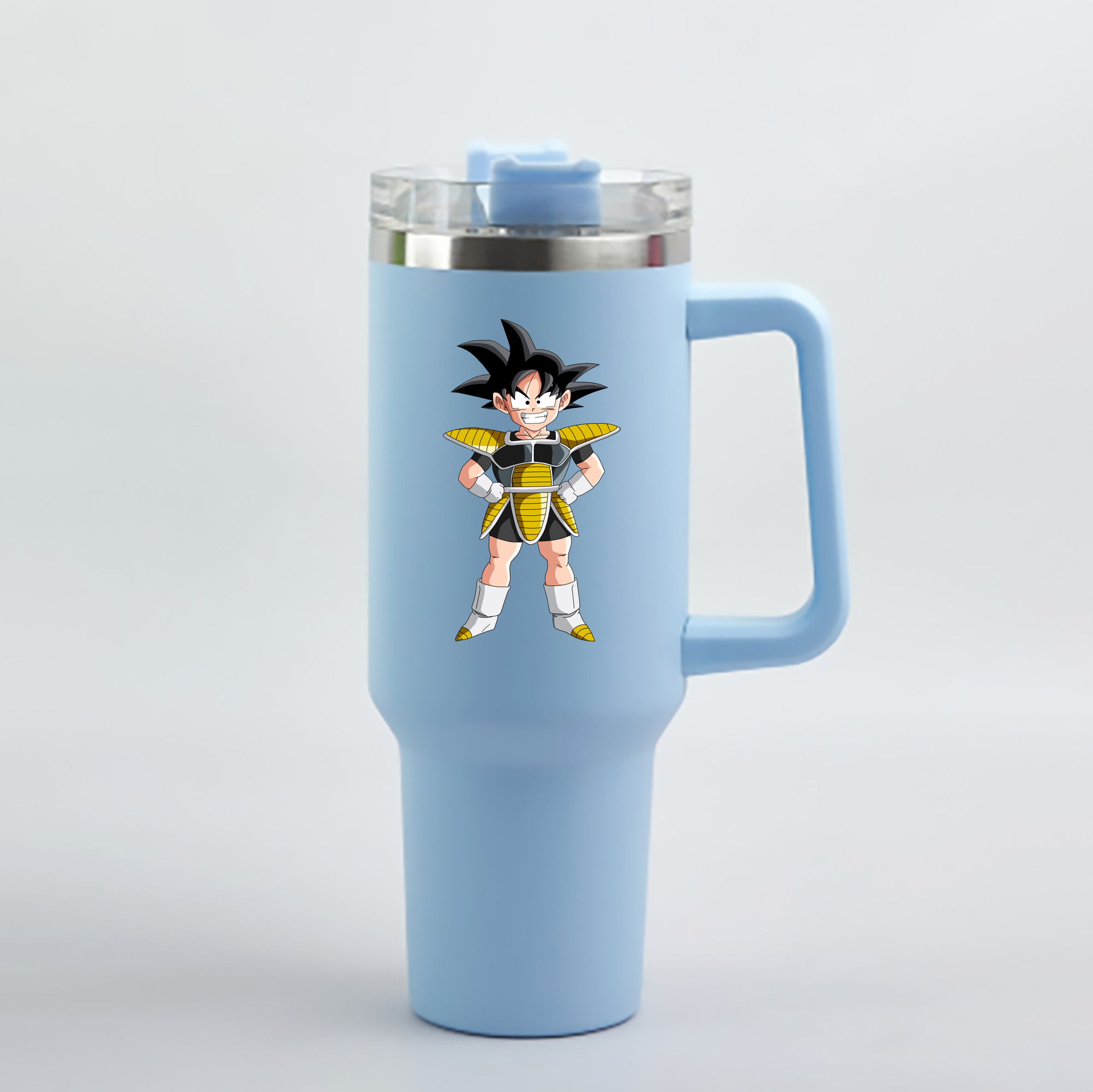 （画像用） ドラゴンボール 孫悟空（そん ごくう）Son Goku カカロット DRAGON BALL Kakarotto 1200mL車用タンブラー - クリスタルステッカー（プラスチックストロー付き）
