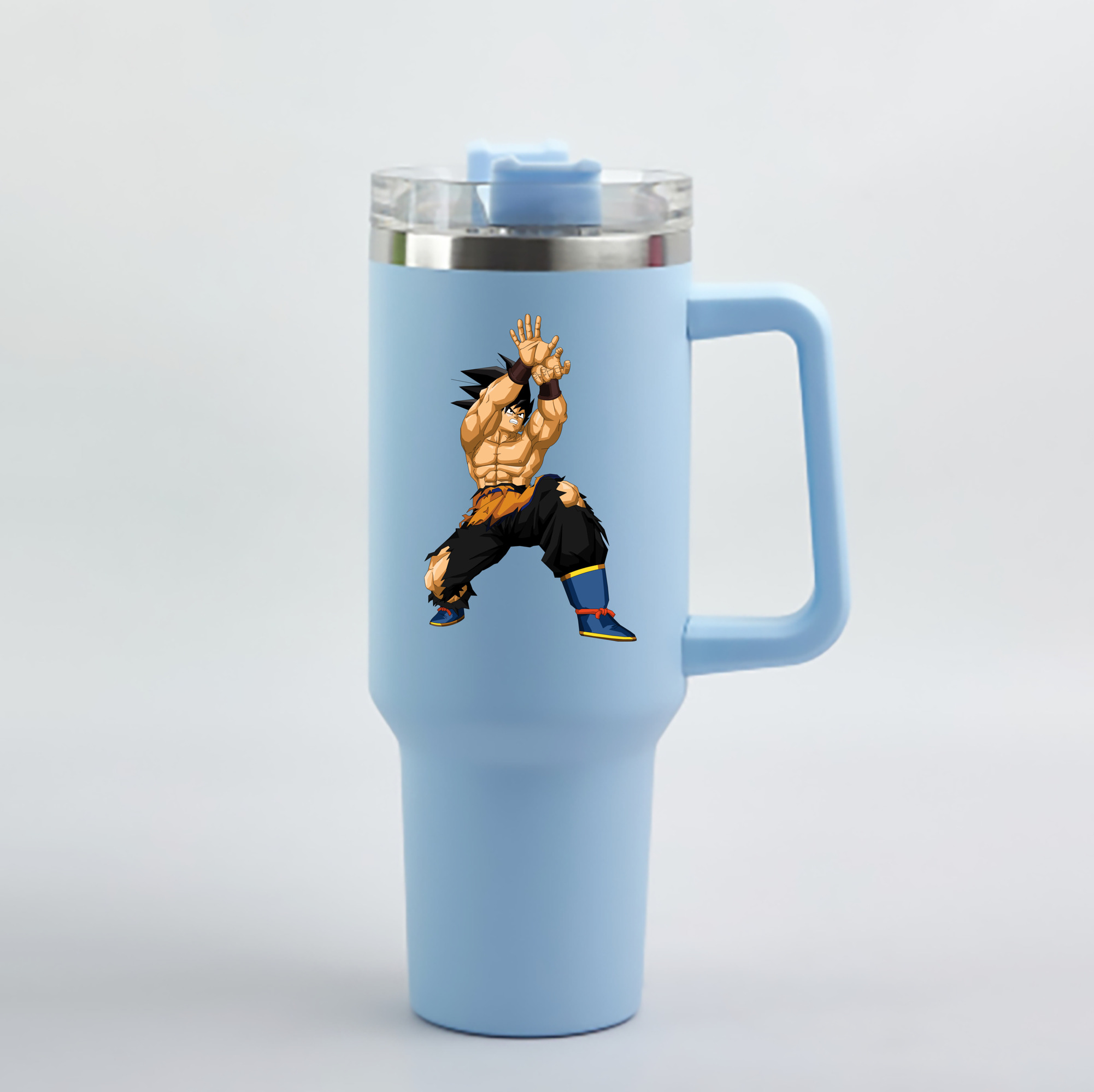 （画像用） ドラゴンボール 孫悟空（そん ごくう）Son Goku カカロット DRAGON BALL Kakarotto 1200mL車用タンブラー - クリスタルステッカー（プラスチックストロー付き）