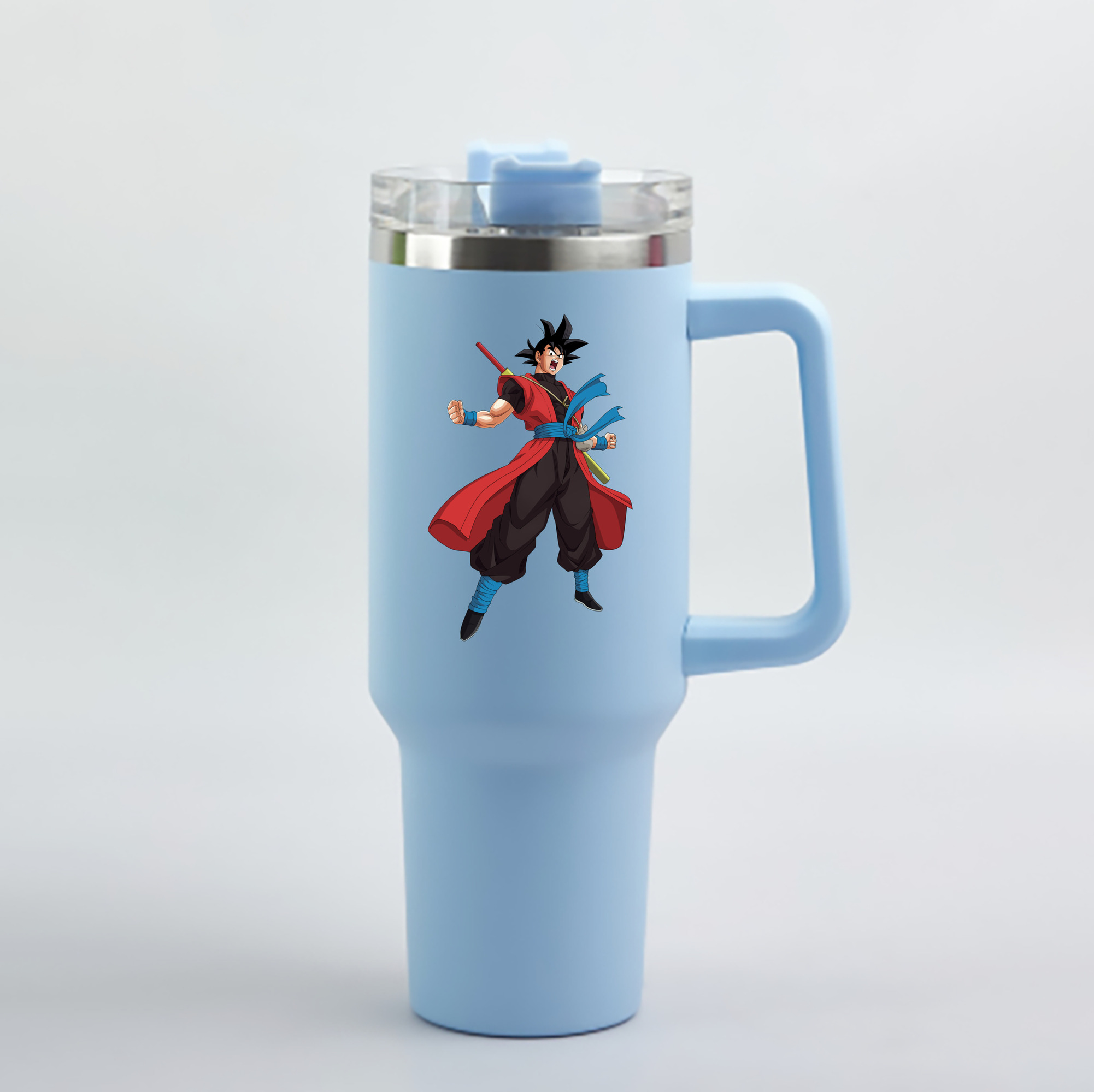 （画像用） ドラゴンボール 孫悟空（そん ごくう）Son Goku カカロット DRAGON BALL Kakarotto 1200mL車用タンブラー - クリスタルステッカー（プラスチックストロー付き）