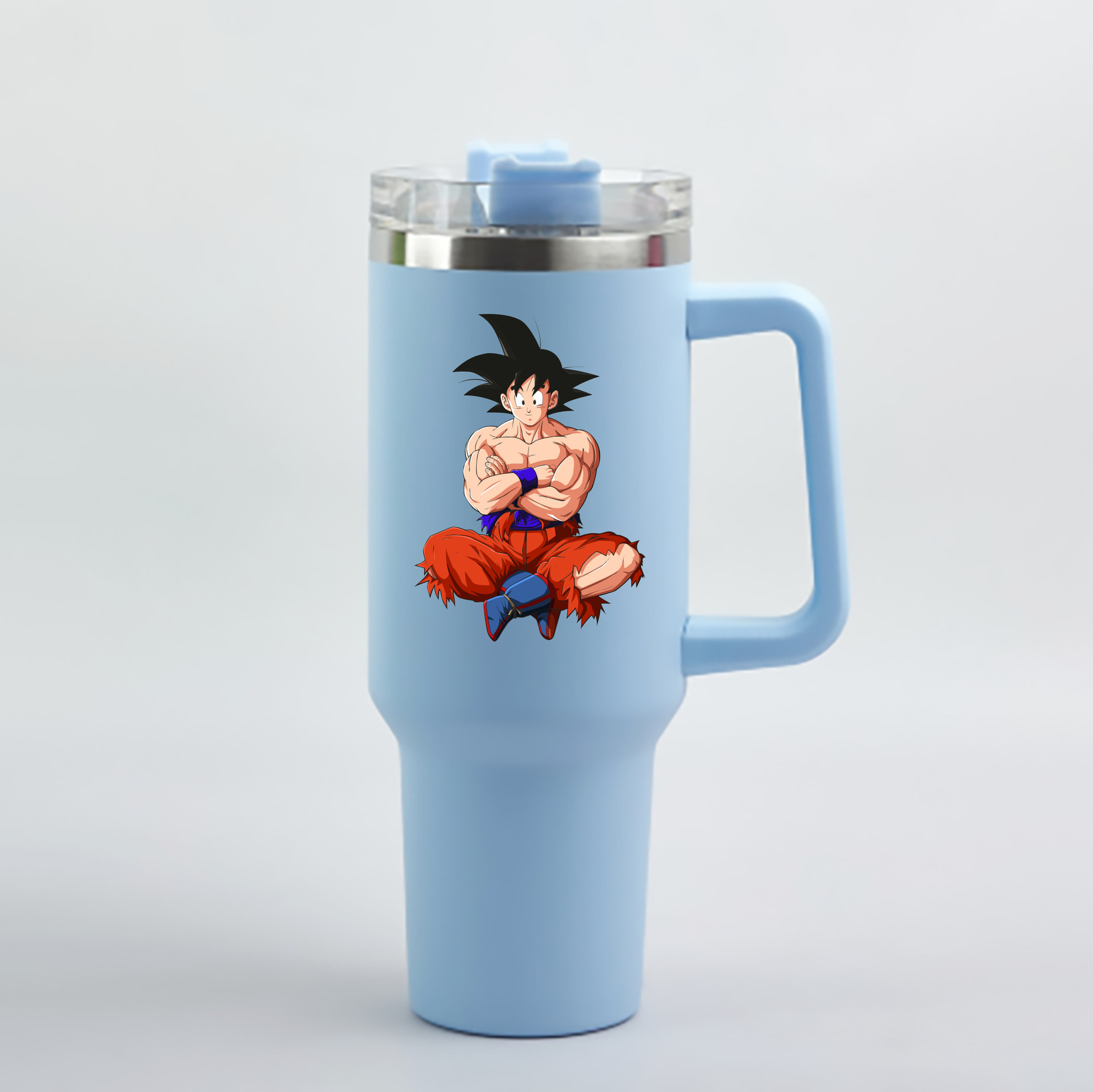 （画像用） ドラゴンボール 孫悟空（そん ごくう）Son Goku カカロット DRAGON BALL Kakarotto 1200mL車用タンブラー - クリスタルステッカー（プラスチックストロー付き）