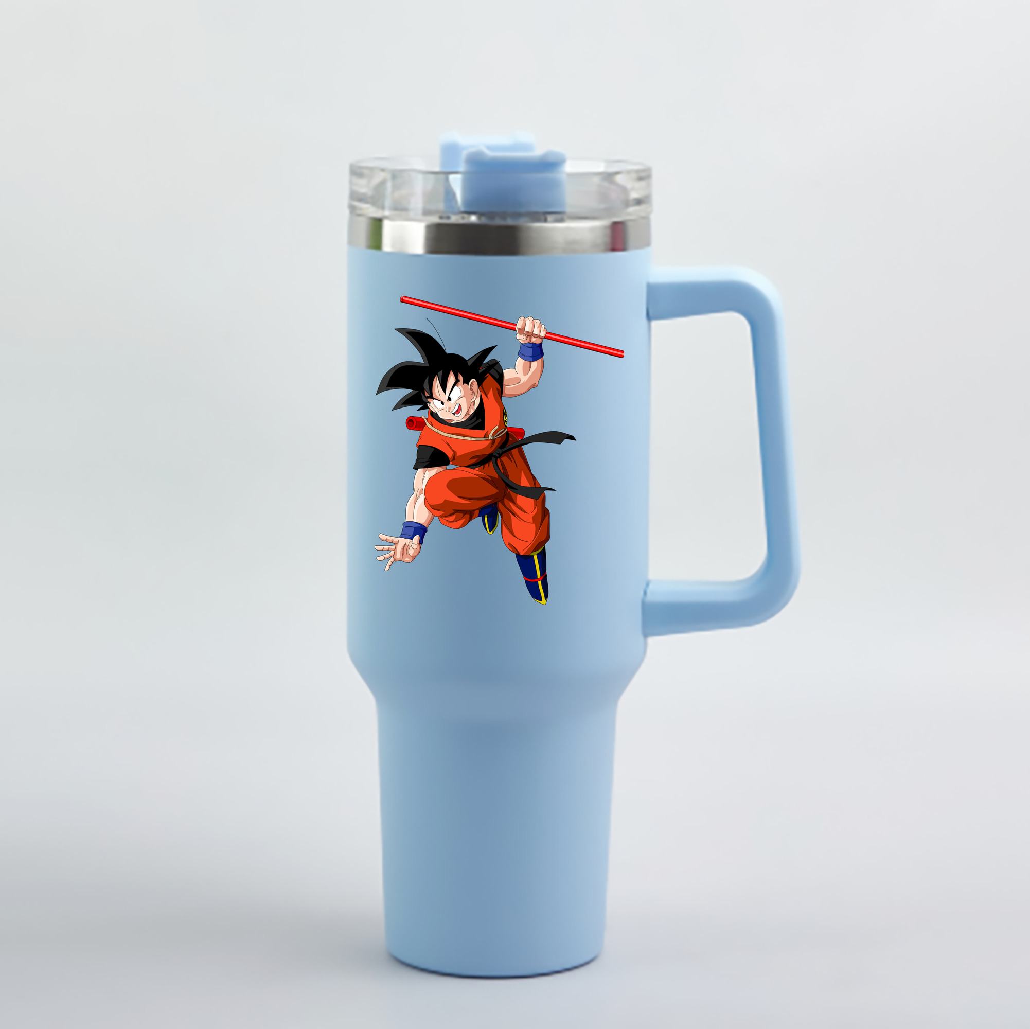 （画像用） ドラゴンボール 孫悟空（そん ごくう）Son Goku カカロット DRAGON BALL Kakarotto 1200mL車用タンブラー - クリスタルステッカー（プラスチックストロー付き）
